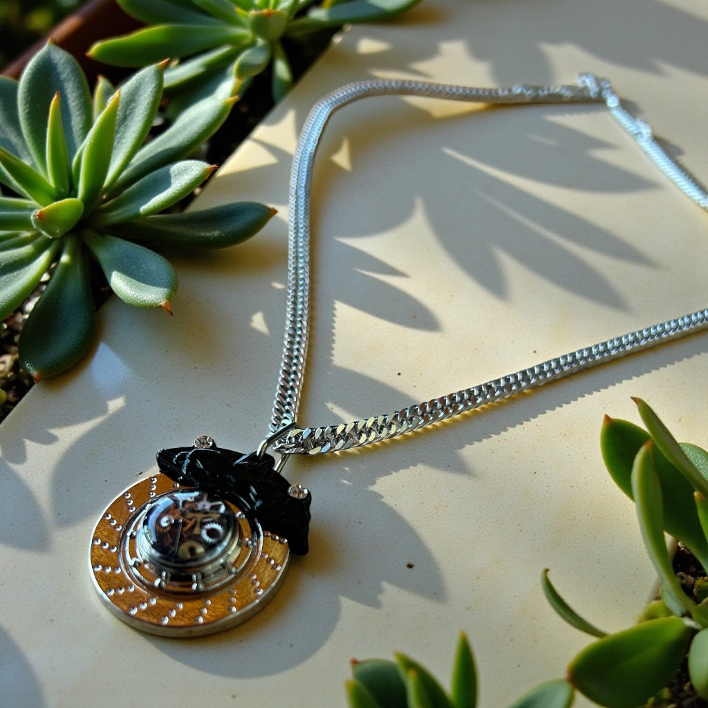 Steampunk Men's caliper (moving part) necklace