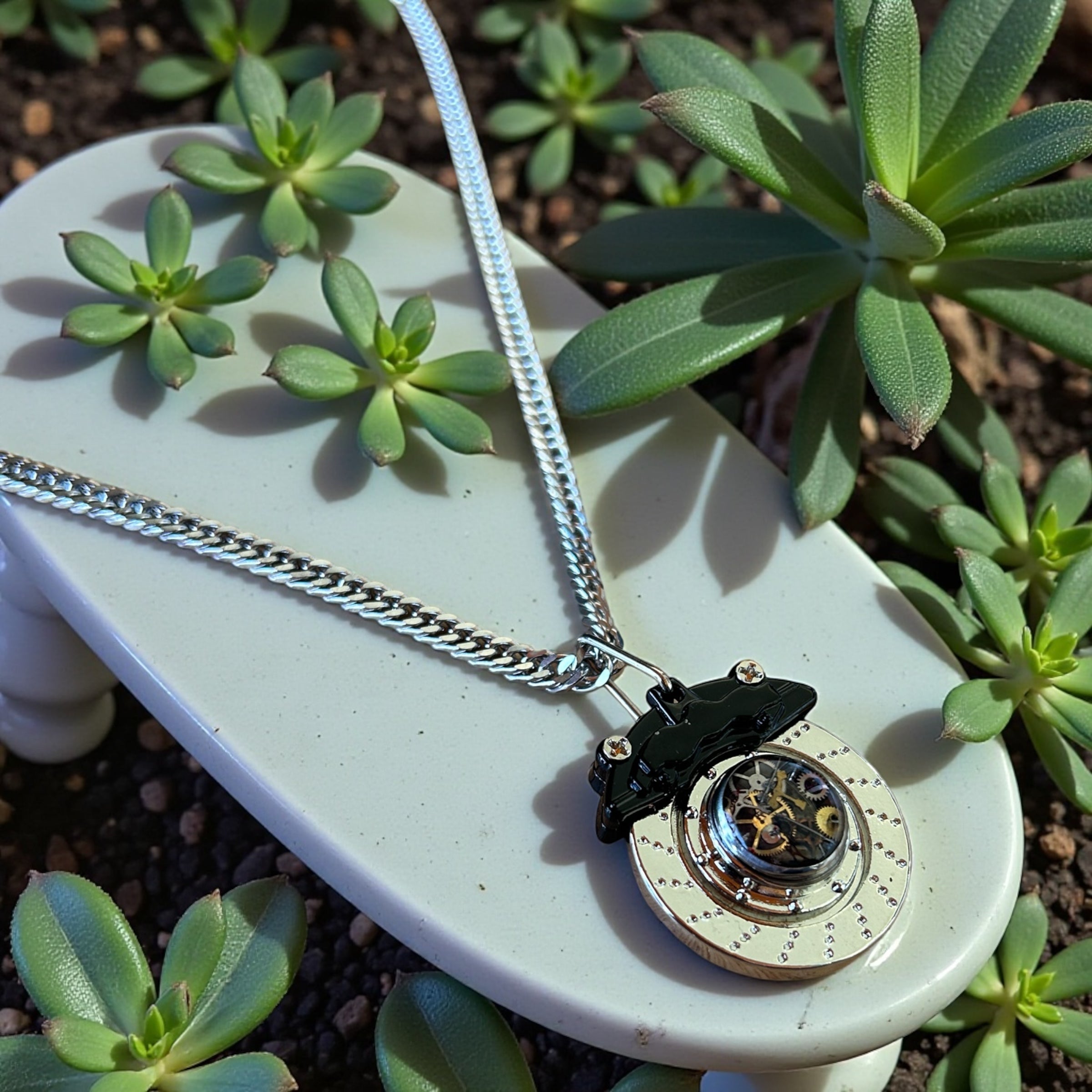 Steampunk Men's caliper (moving part) necklace