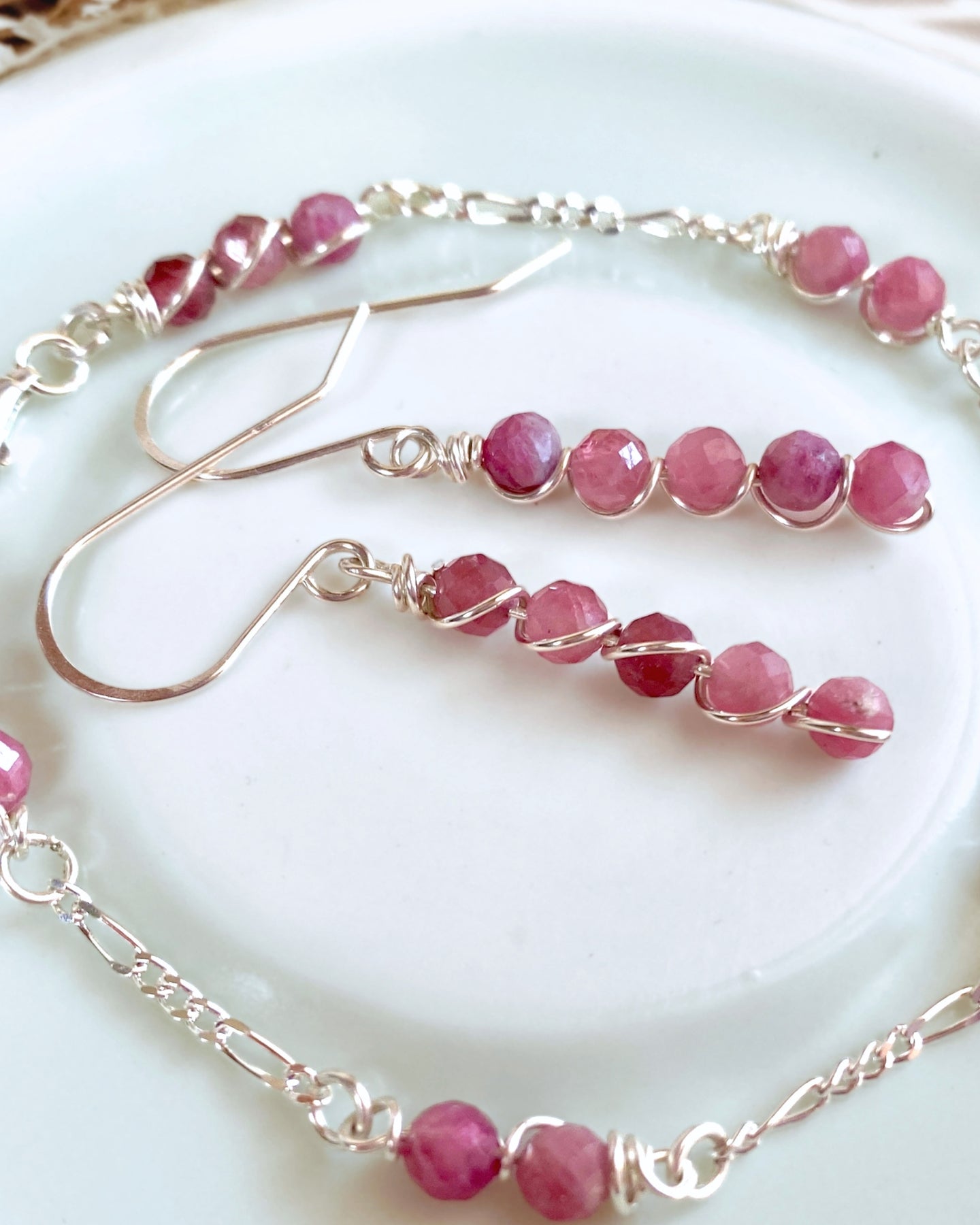 Tourmaline beaded Sterling silver | Earrings or Bracelet | October birthstone gift