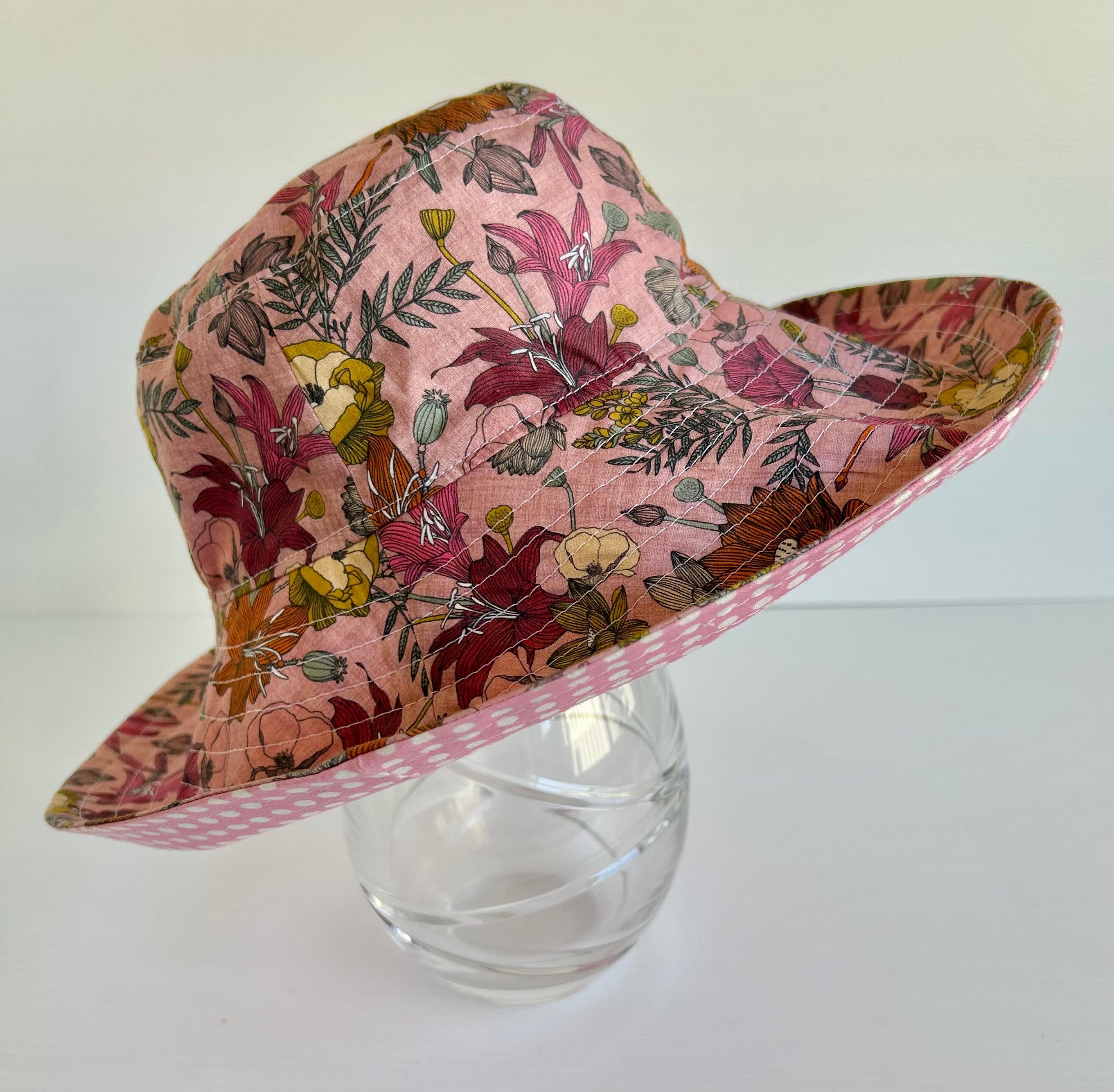 Ready to post- Large size wide brim hats with chin strap- reduced price