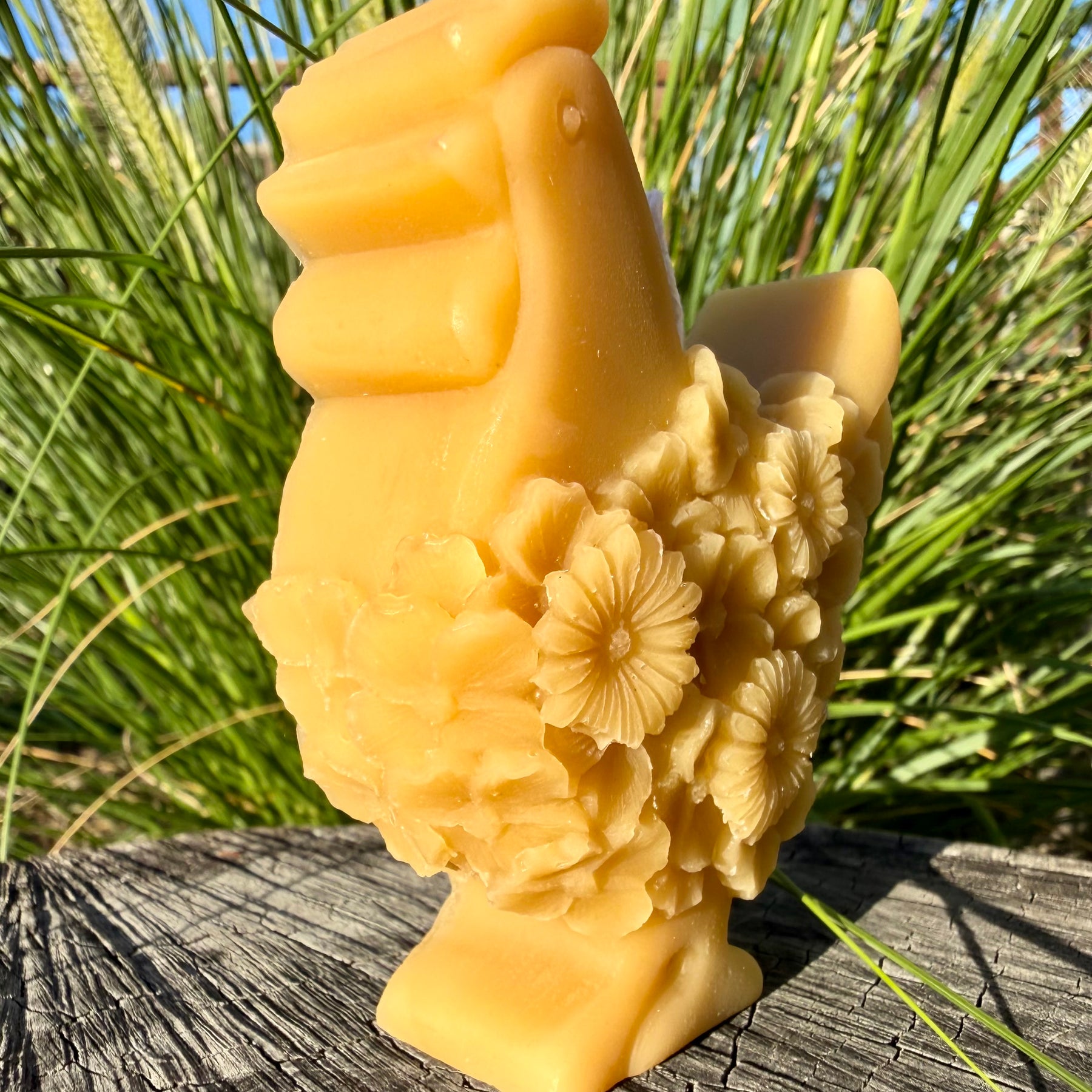 Floral Chook Beeswax Candle