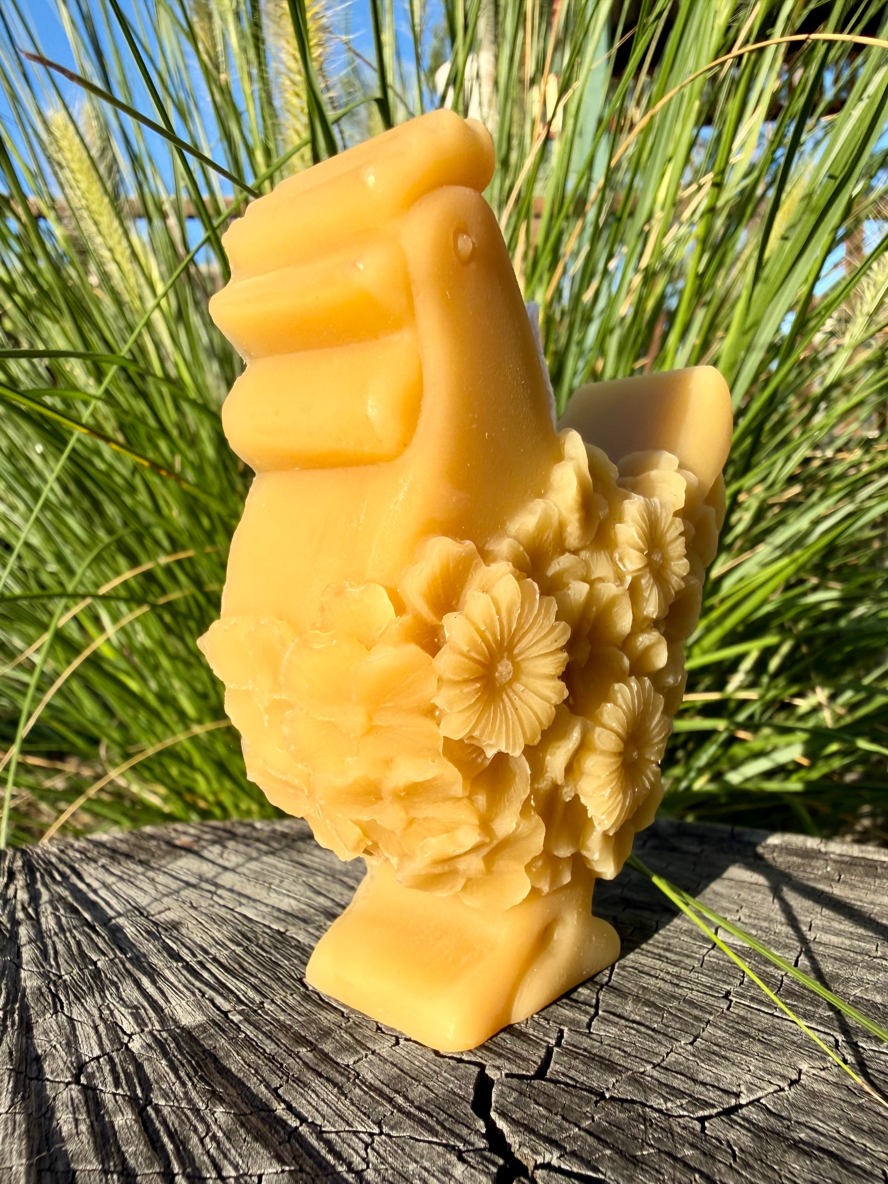 Floral Chook Beeswax Candle