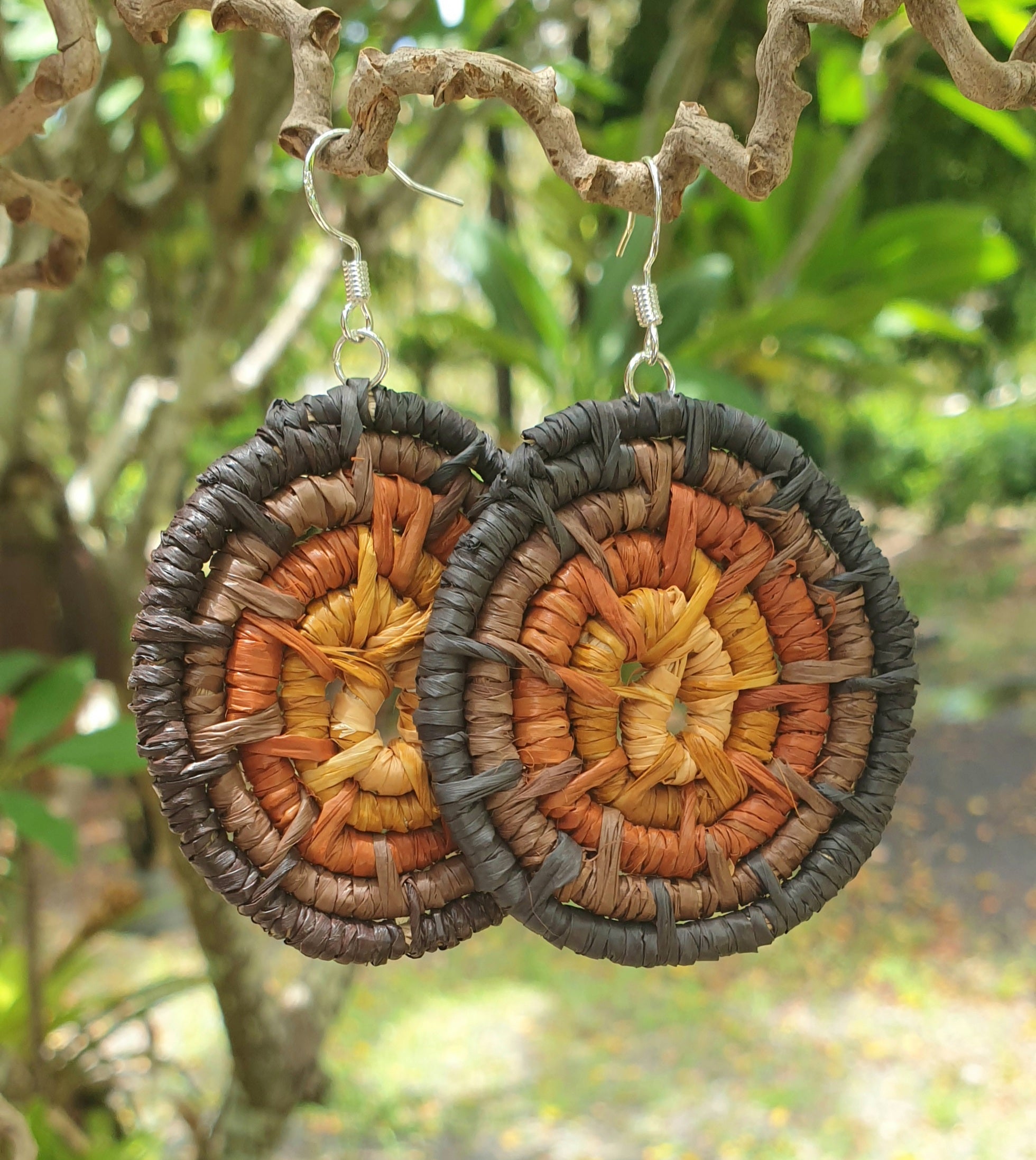 Handmade raffia coil earrings