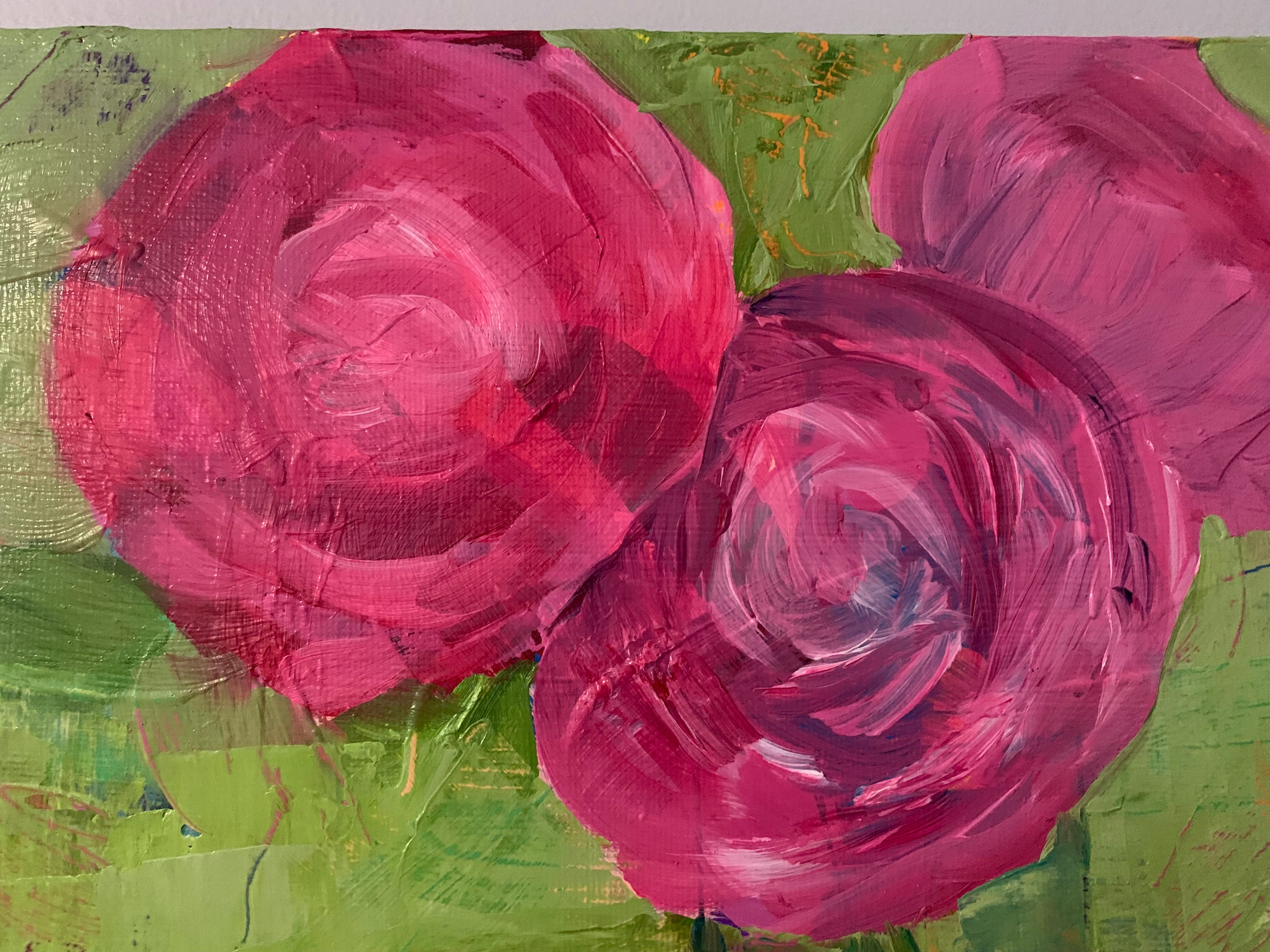 Wall Art Pink Abstract Flowers