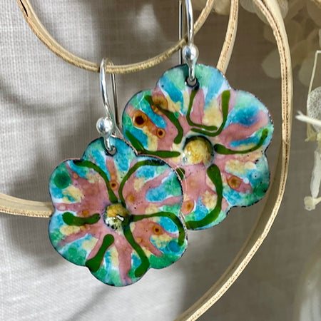 Flowers. Enamel earrings. Handmade