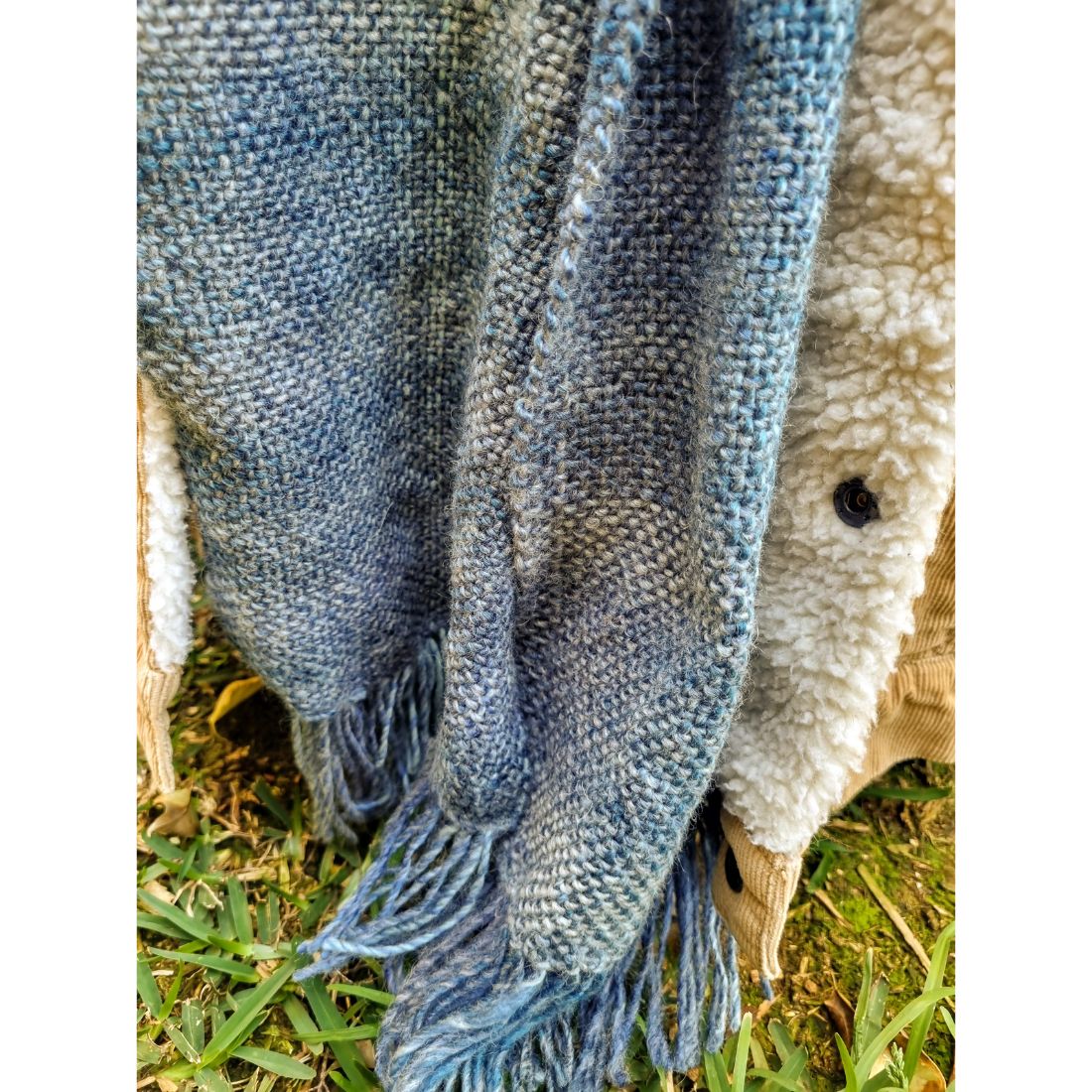 Blue acrylic handwoven scarf