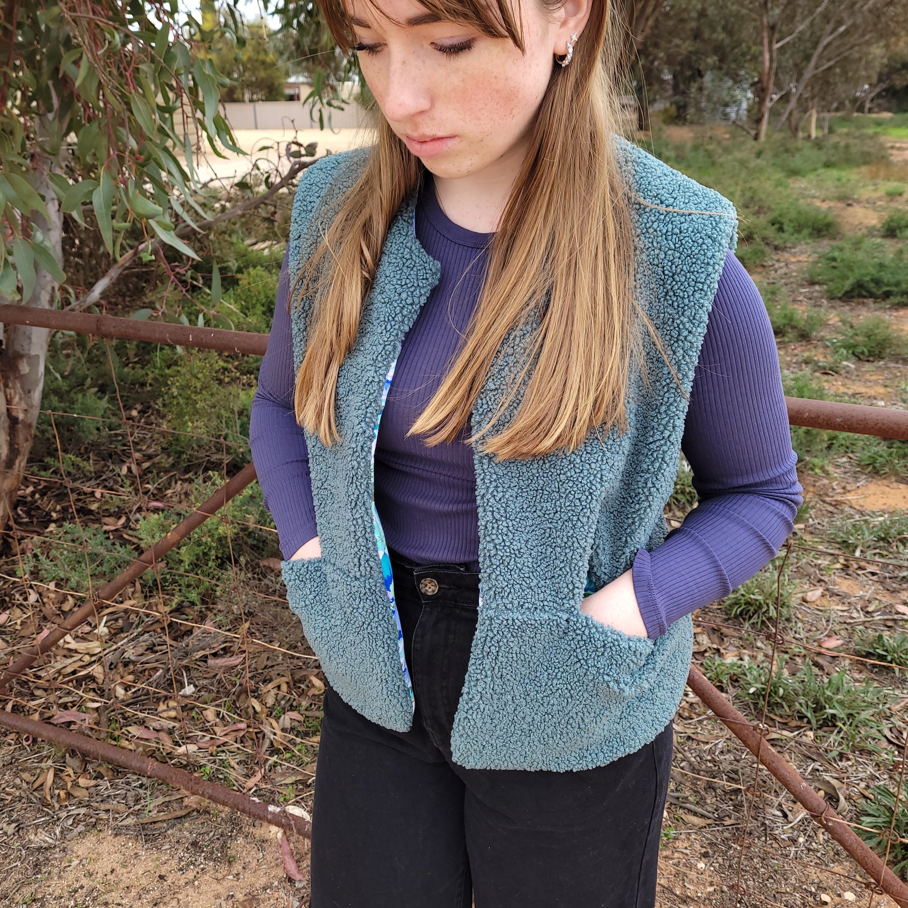 Arctic Floral - Reversible Sherpa Vest - Small