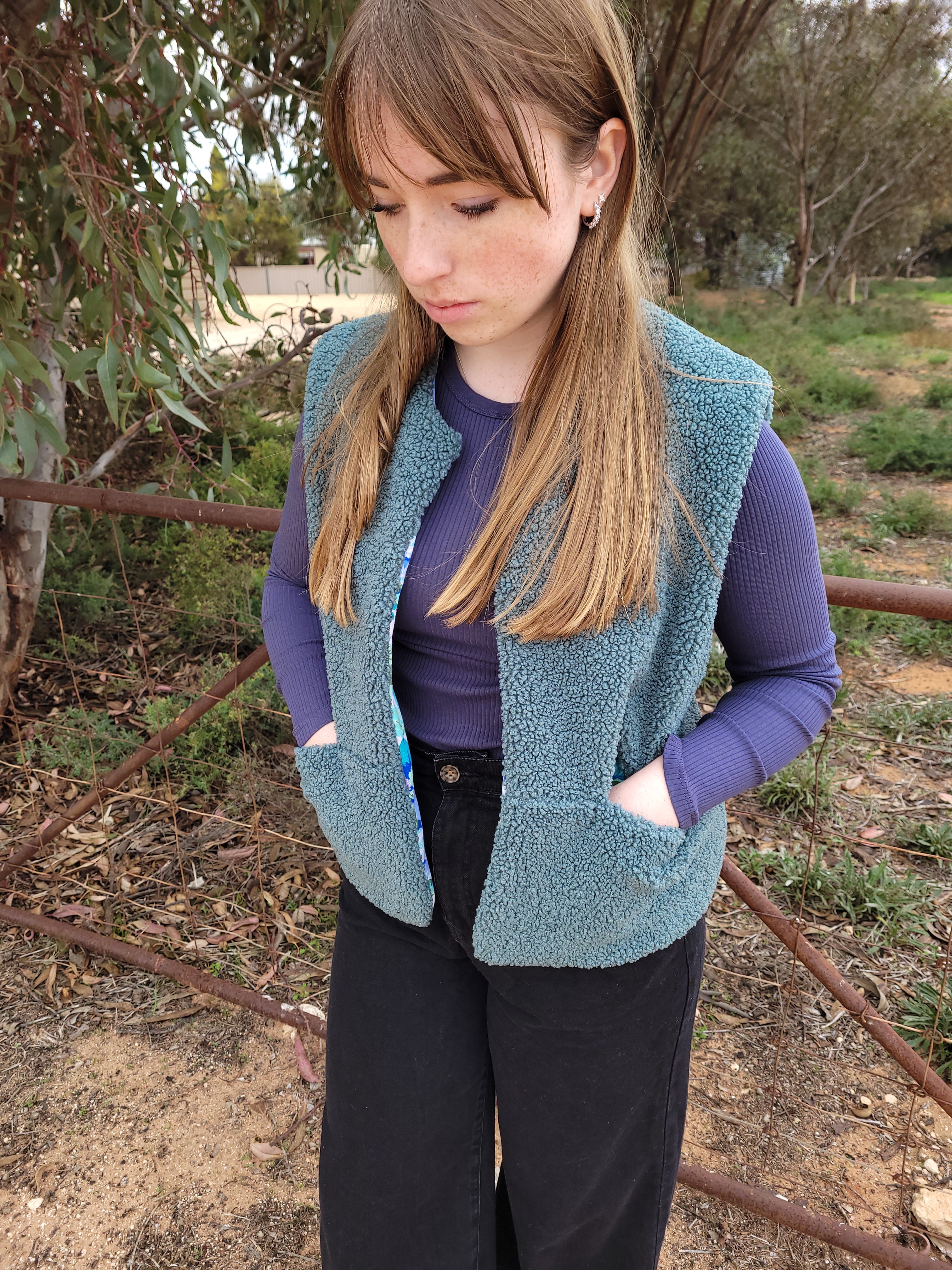 Arctic Floral - Reversible Sherpa Vest - Small