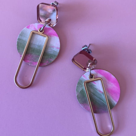 Handpainted / gold alloy earrings