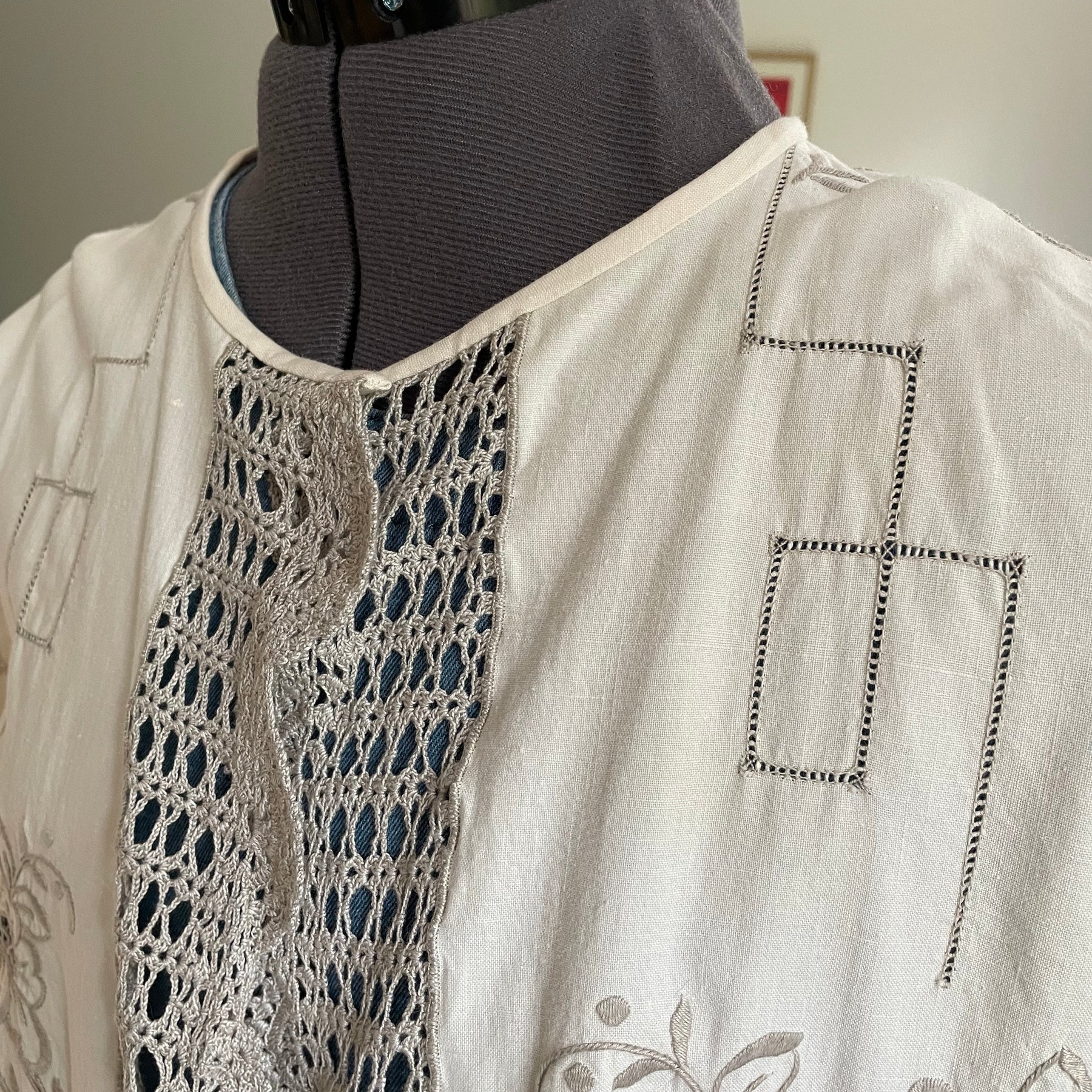 Handmade Vintage Lace Jacket Upcycled Tablecloth