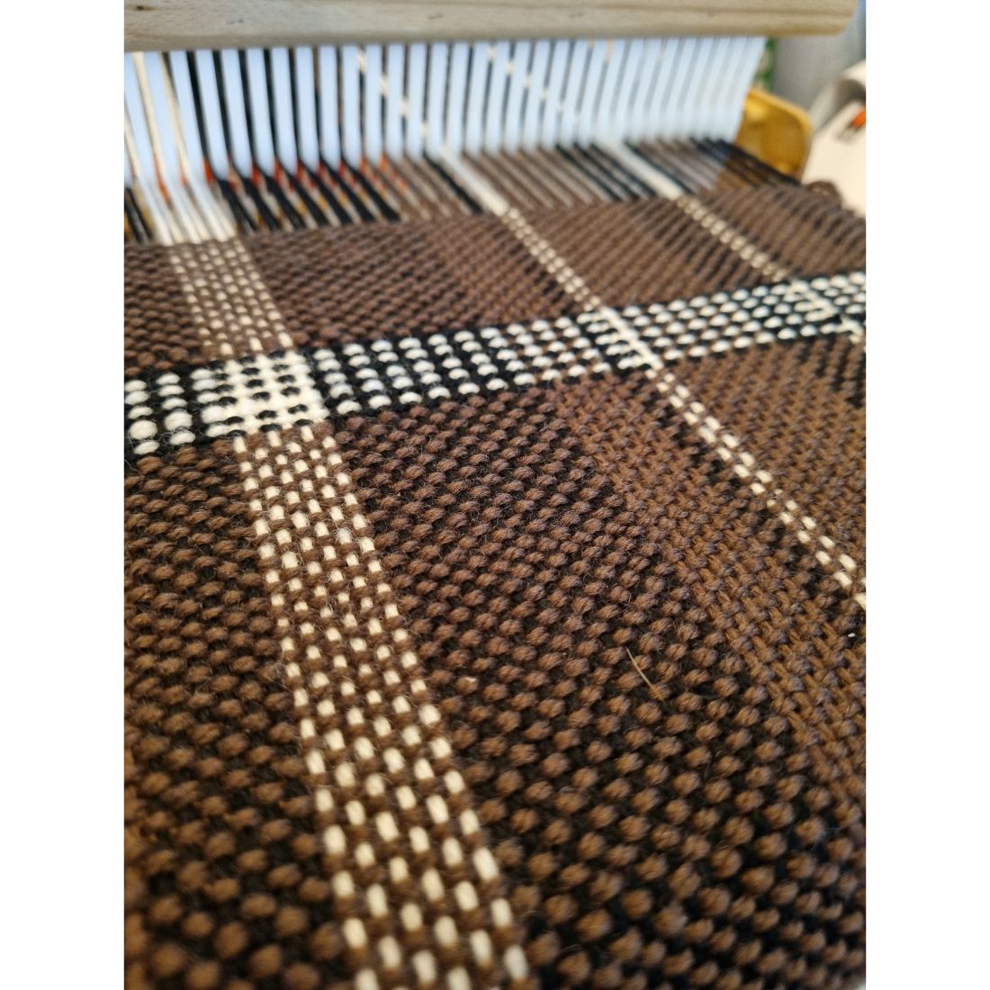 Traditional handwoven monochrome and brown scarf