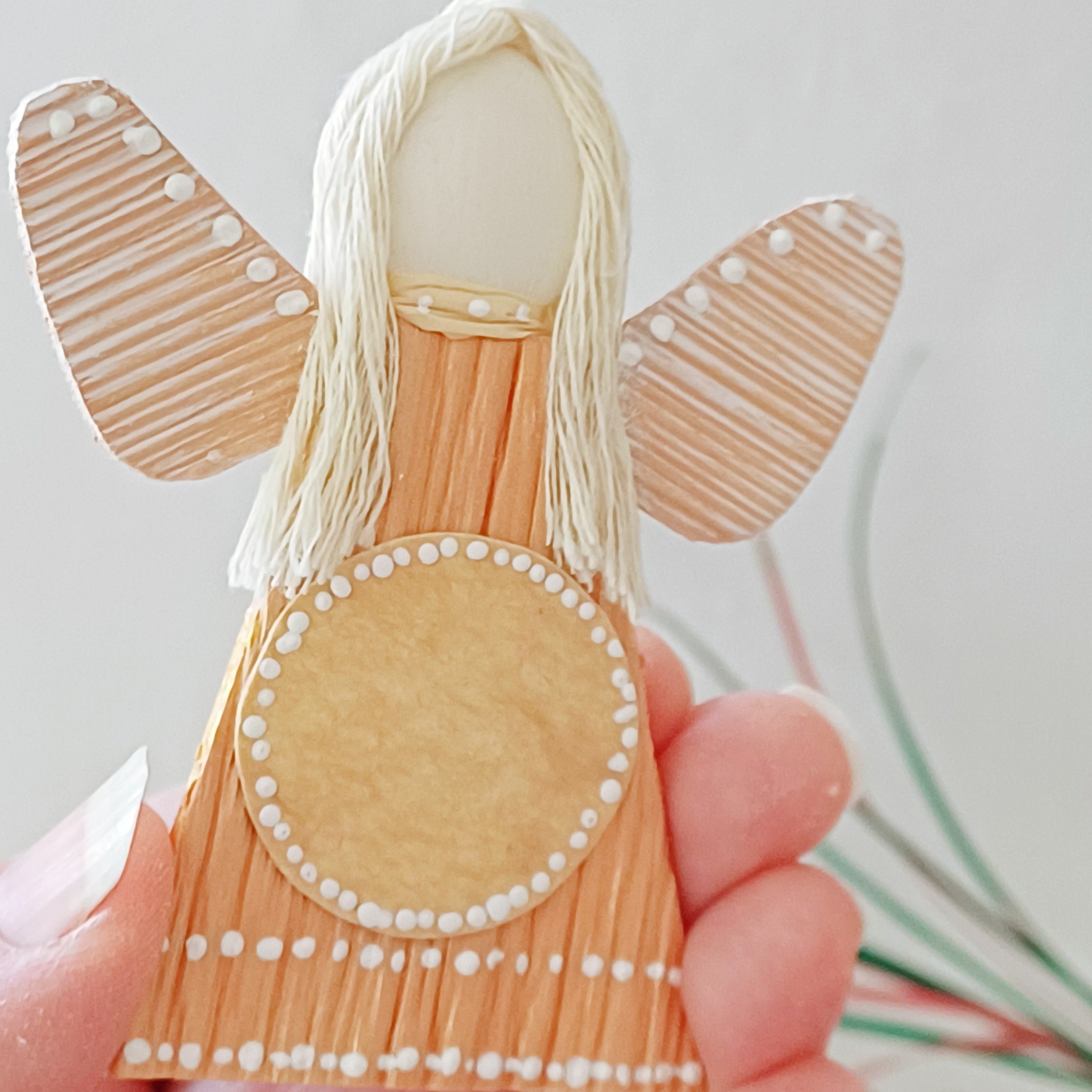 Hello - Palm Angel, Ornament Gift Pack, white dots