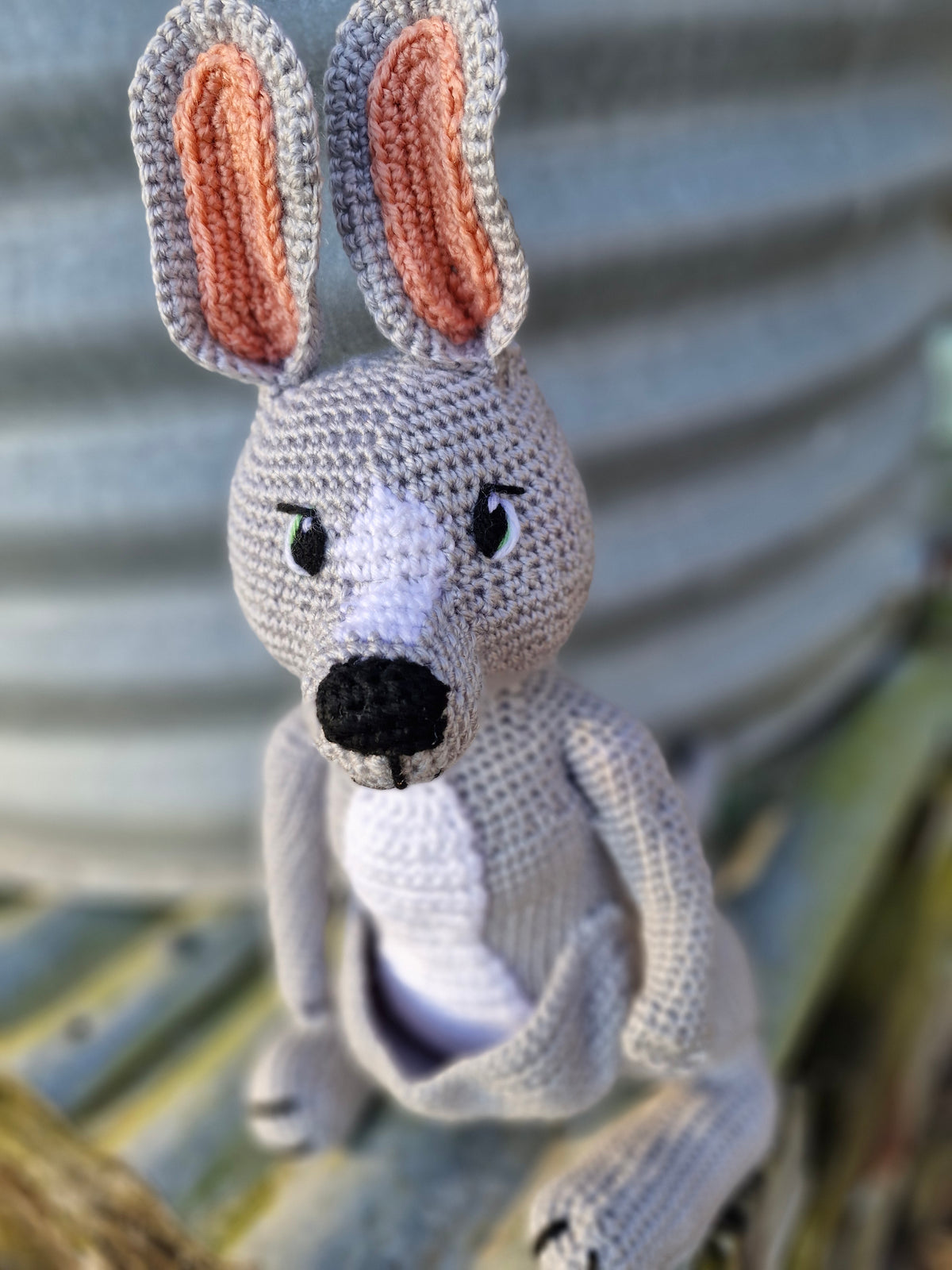 Handmade Crochet Sweet Grey Kangaroo – Made to Order