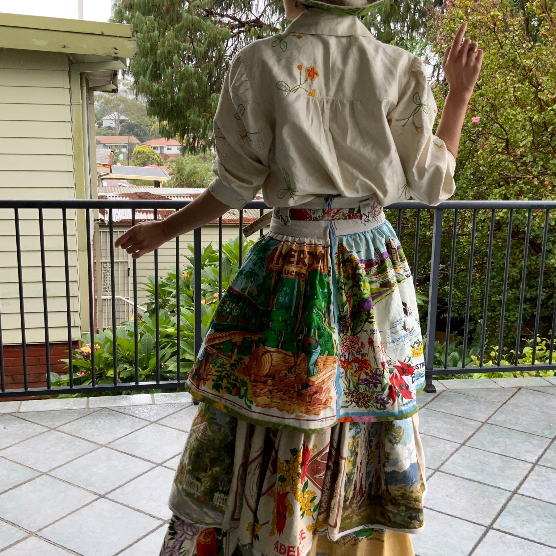 Wool Tapestry and Linen Skirt "Guardians of the Land"