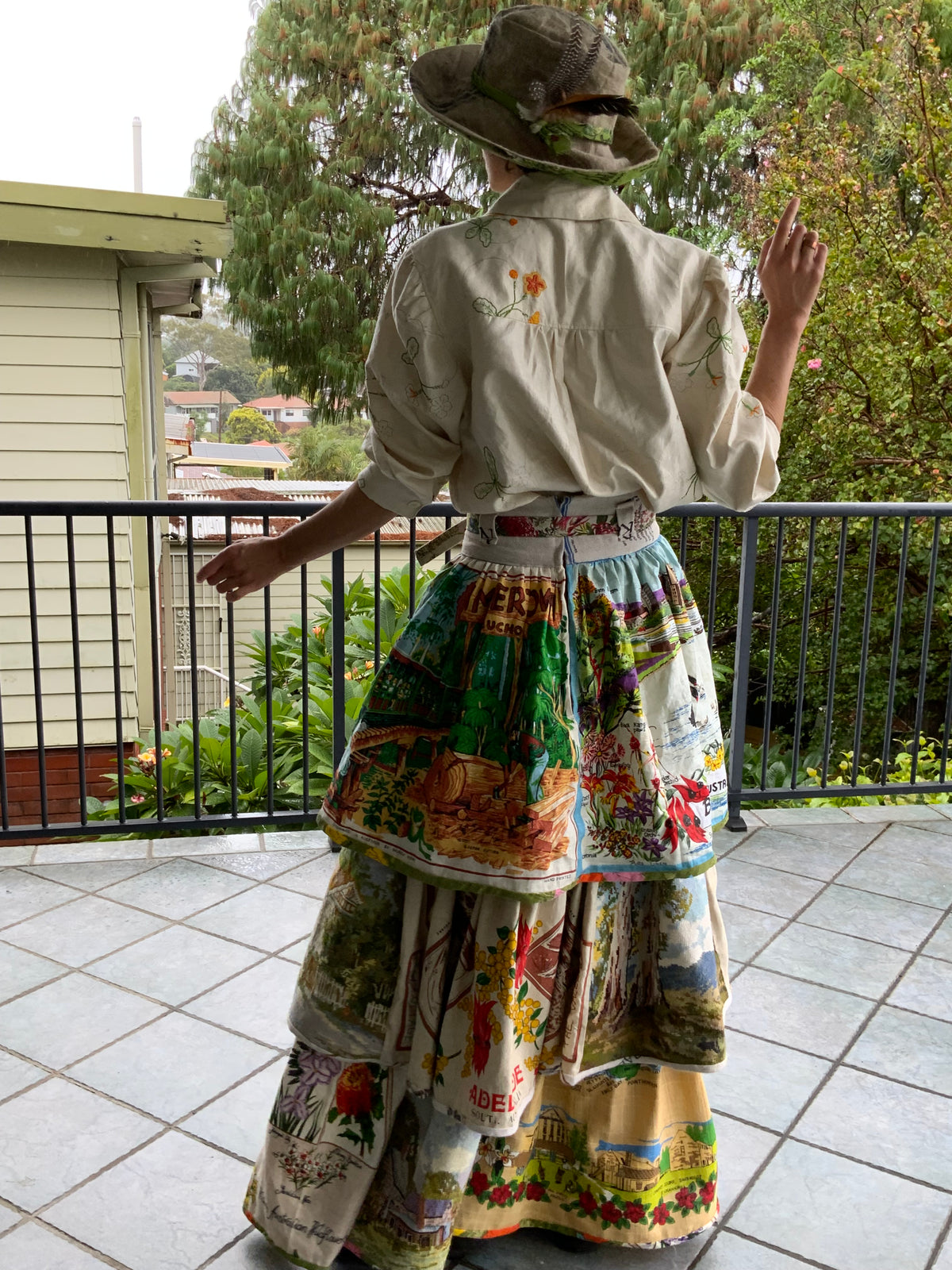Wool Tapestry and Linen Skirt "Guardians of the Land"