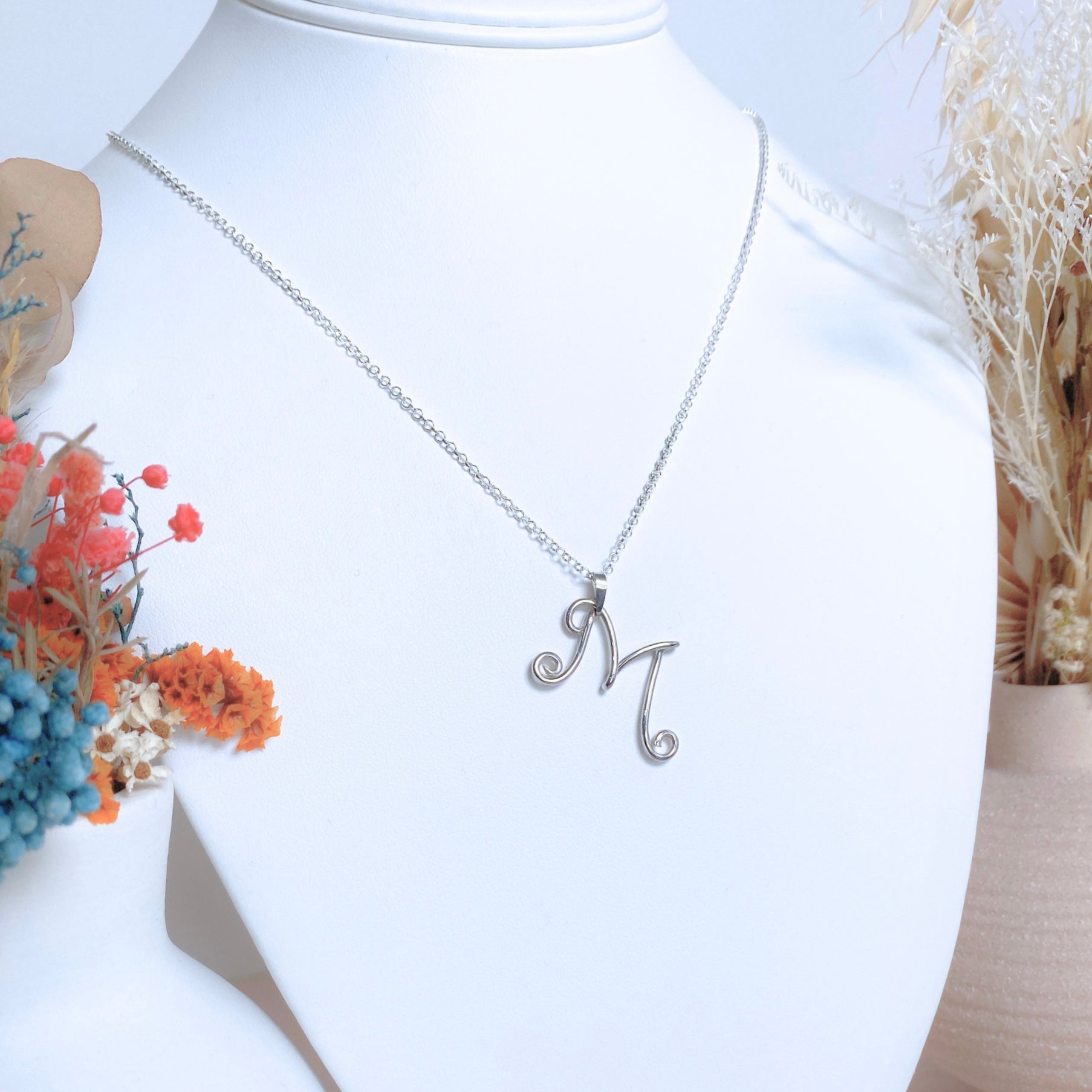 NEW Initial Letter Pendant | Sterling silver wire | Belcher chain necklace | Personal Custom Jewellery