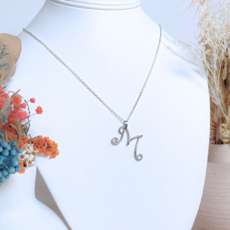 NEW Initial Letter Pendant | Sterling silver wire | Belcher chain necklace | Personal Custom Jewellery