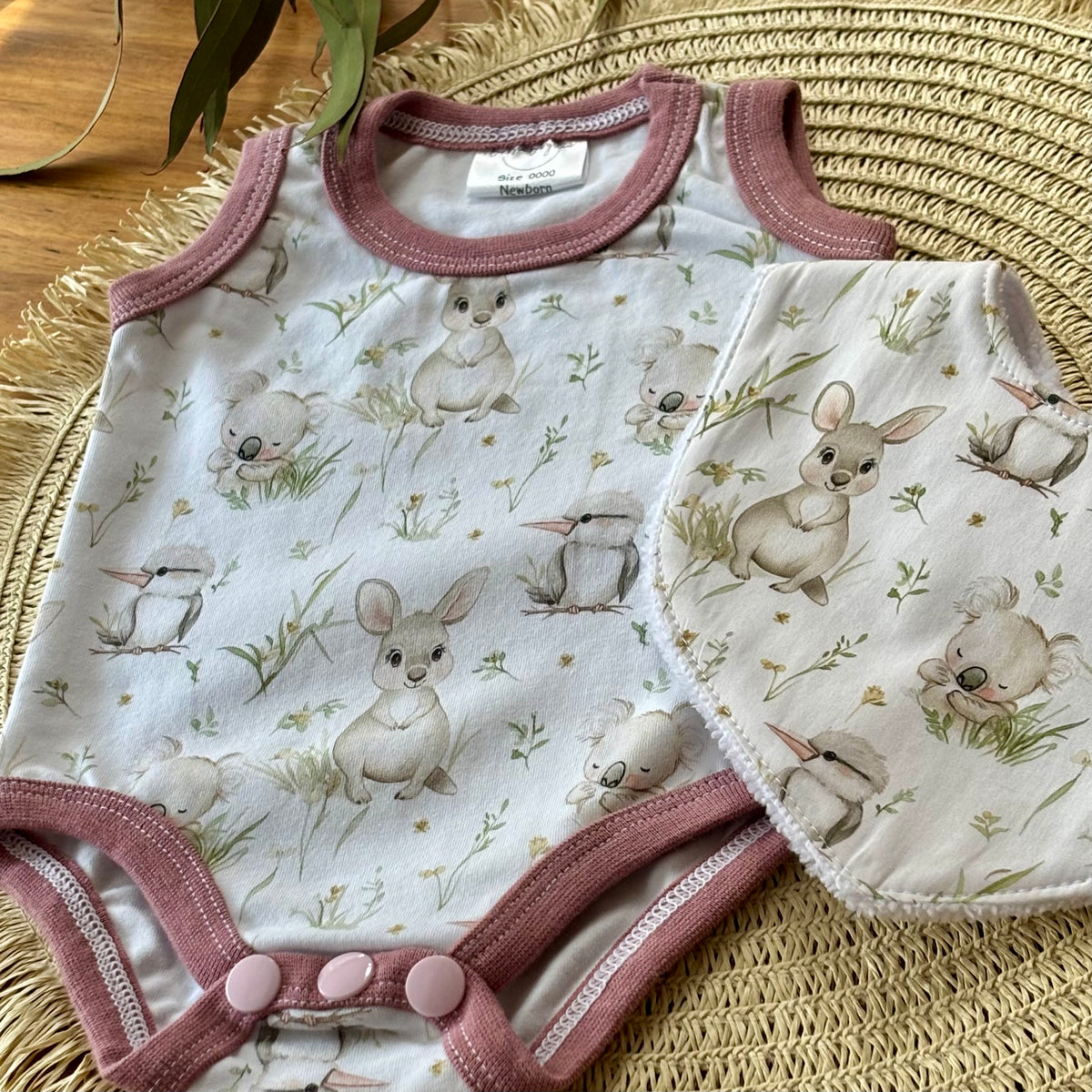 Baby Tank Bodysuit | Kangaroo Fields | Size premmie to 2 | Made to order