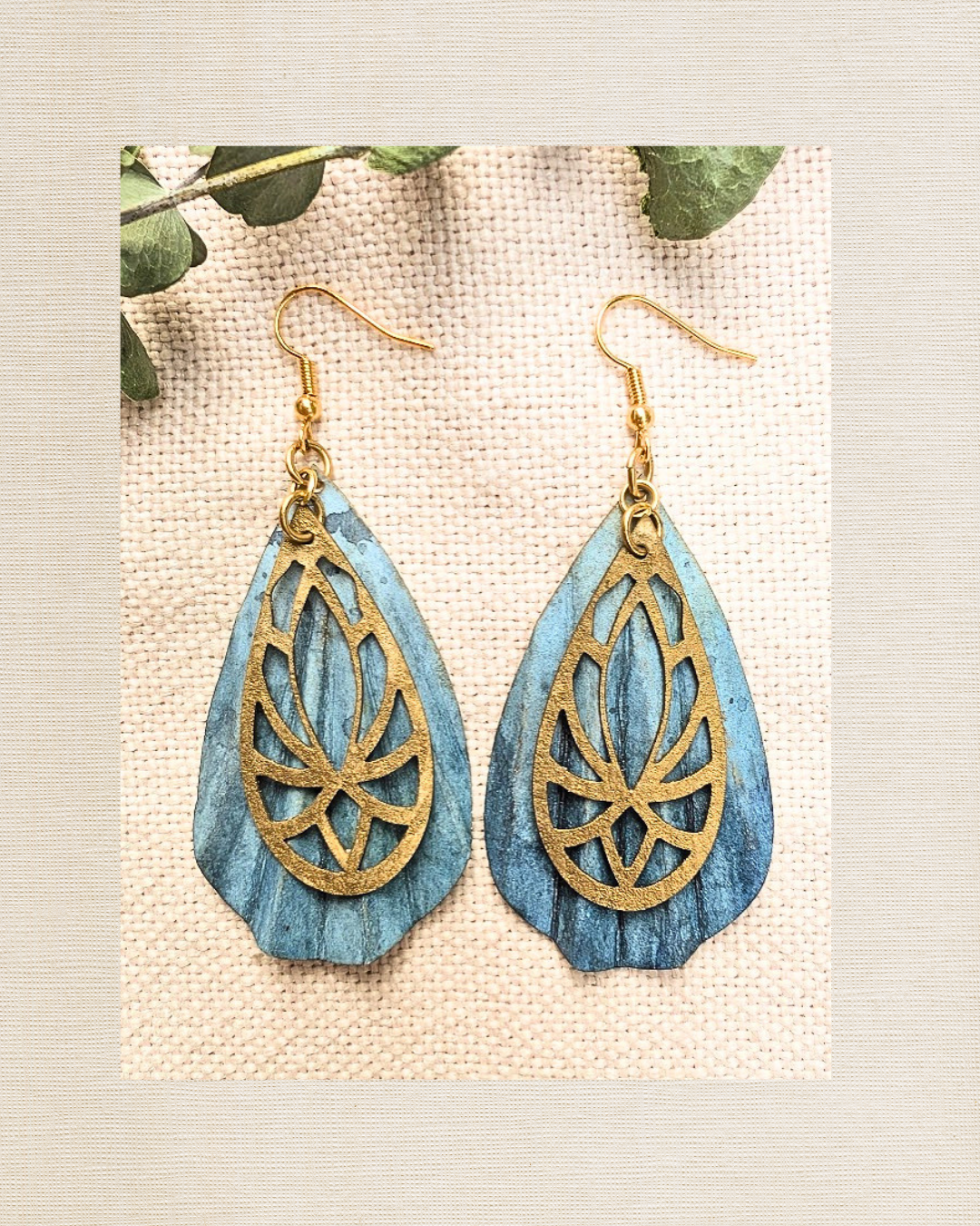 Ocean Inspired Art Deco Earrings | Handmade Lightweight Dangle Earrings