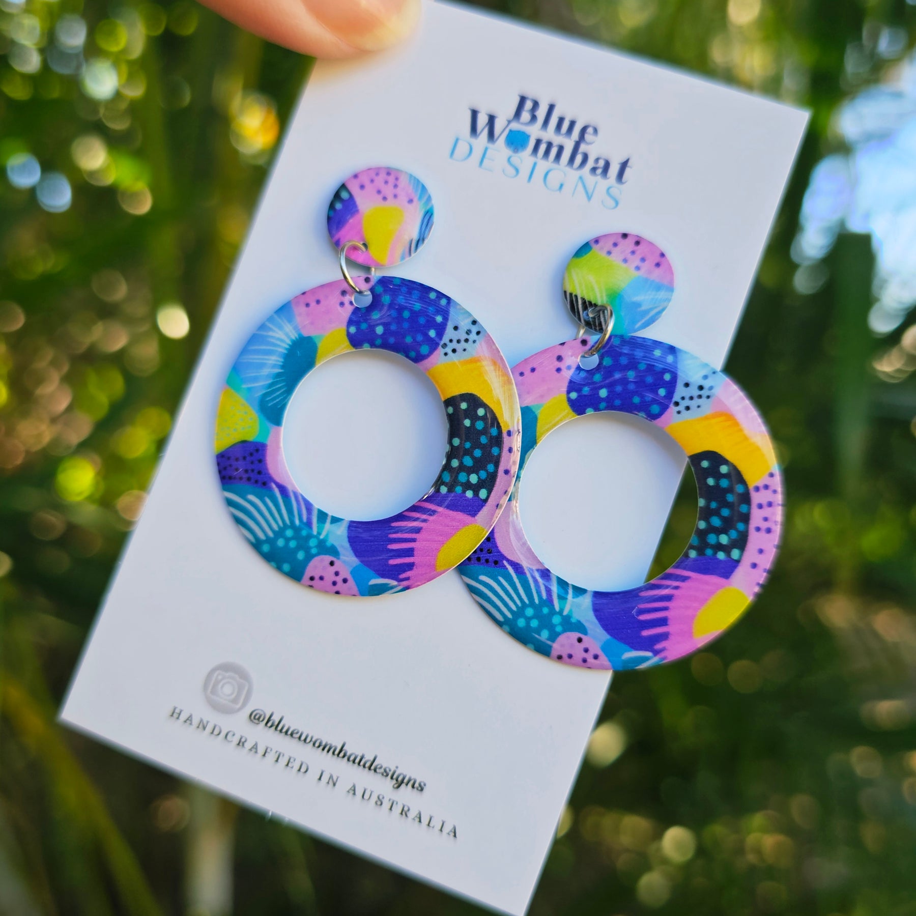 Hoop Yupo Paper round Resin Dangle Earrings