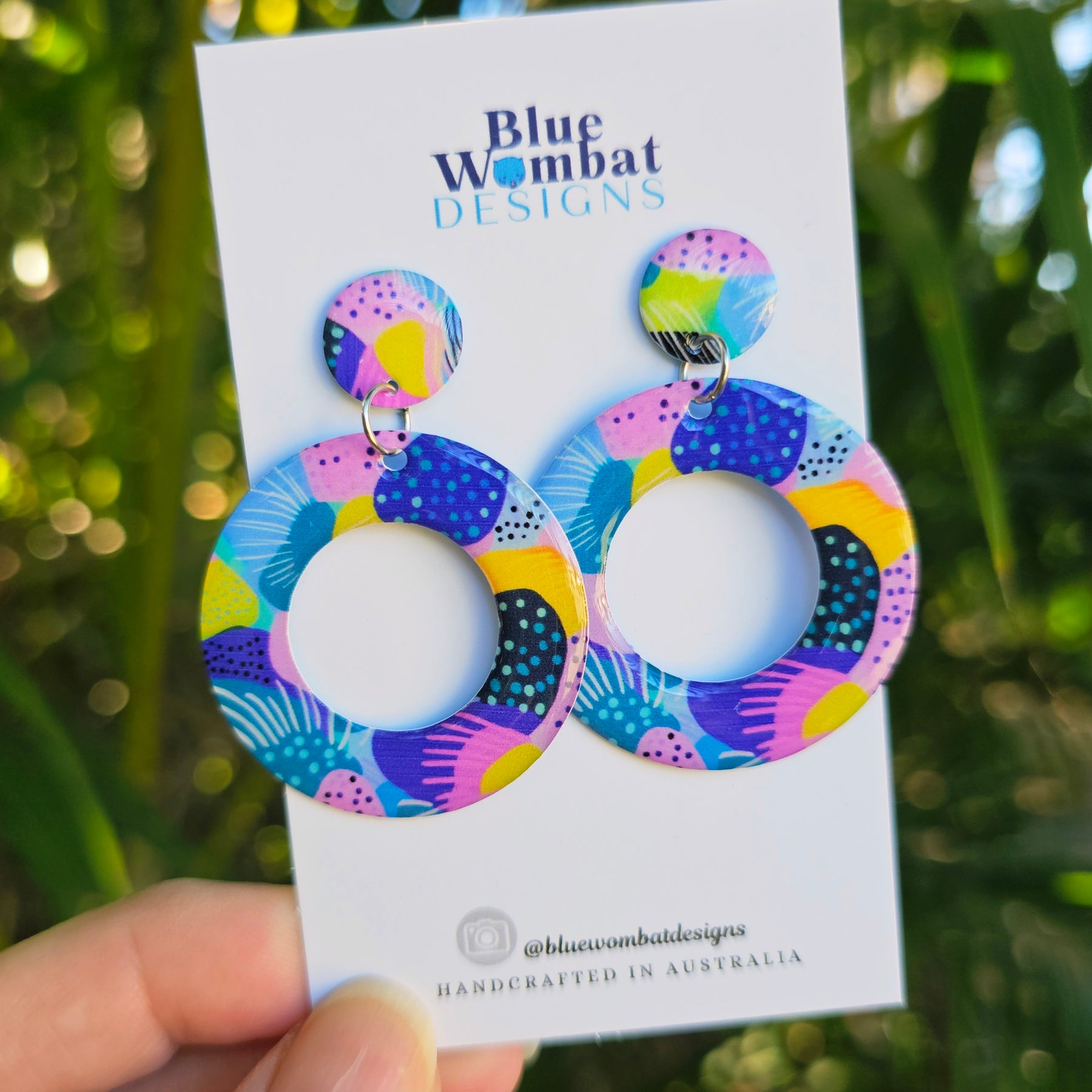Hoop Yupo Paper round Resin Dangle Earrings