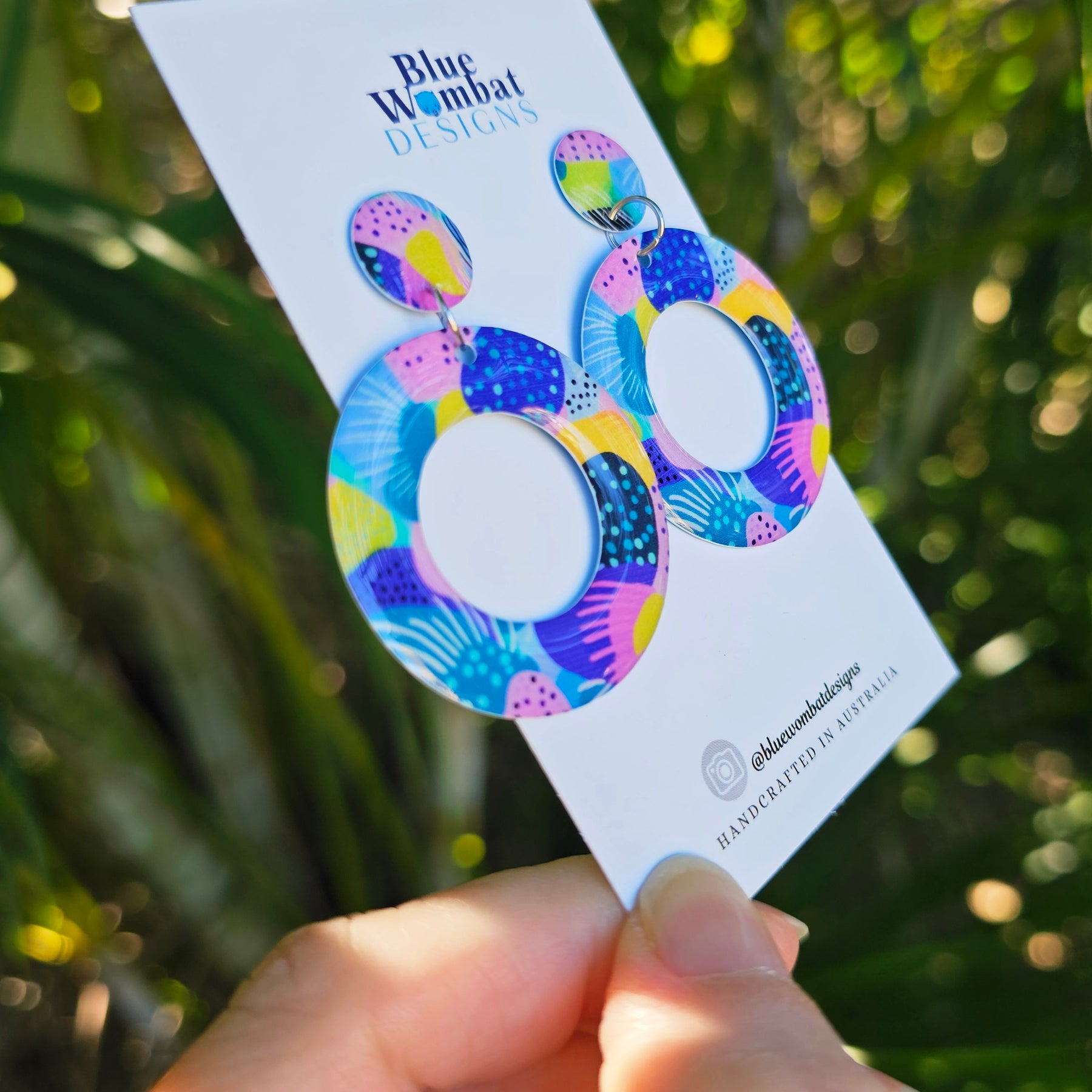 Hoop Yupo Paper round Resin Dangle Earrings