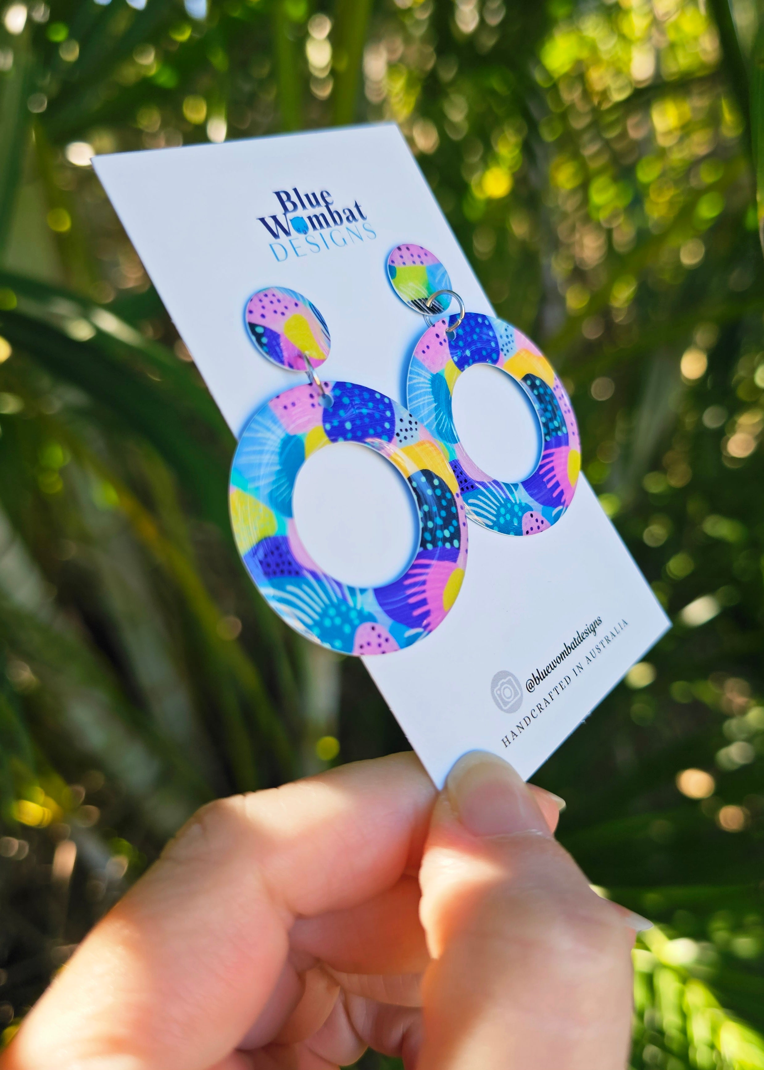 Hoop Yupo Paper round Resin Dangle Earrings
