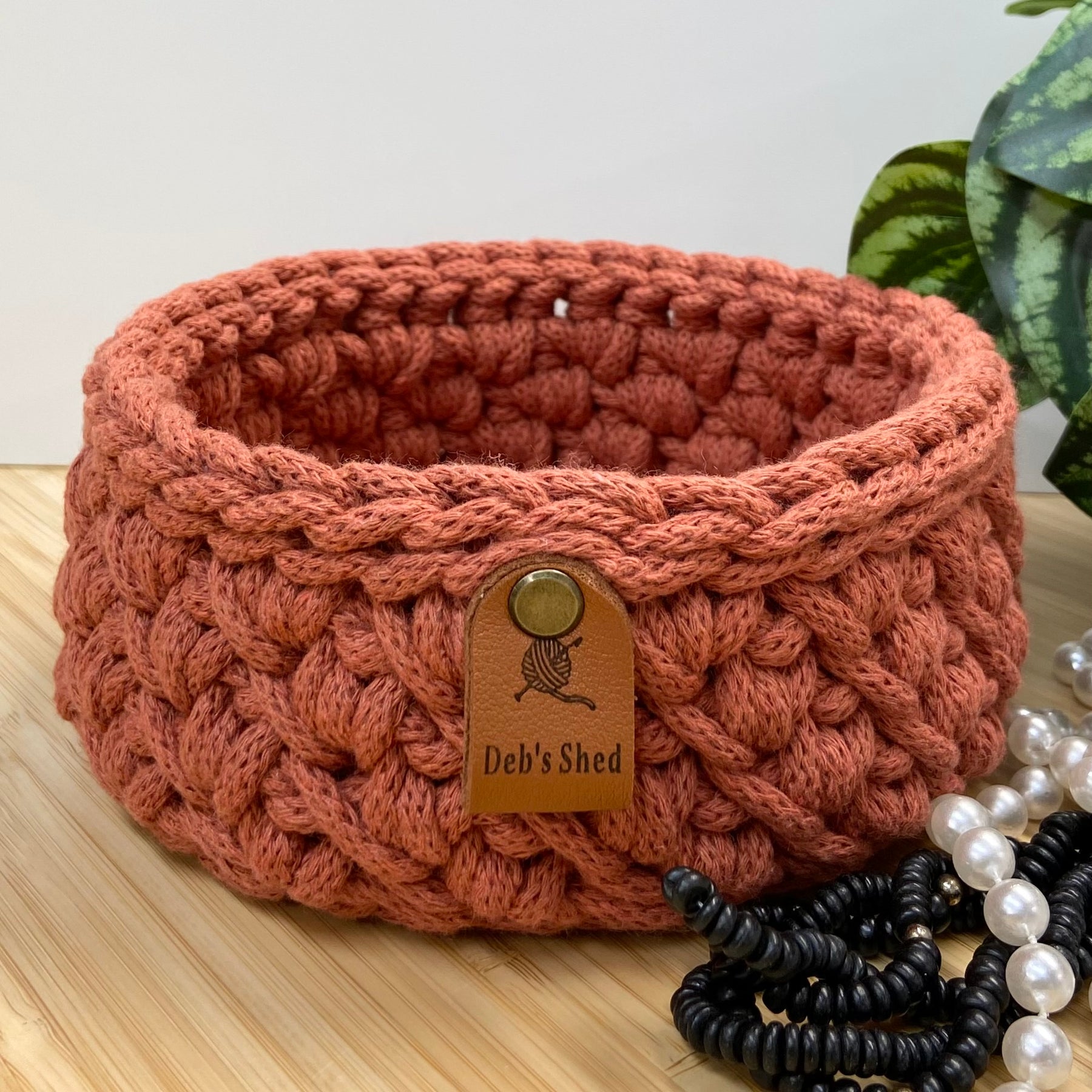 Crochet Basket - Round - Cotton Cord - Diagonal