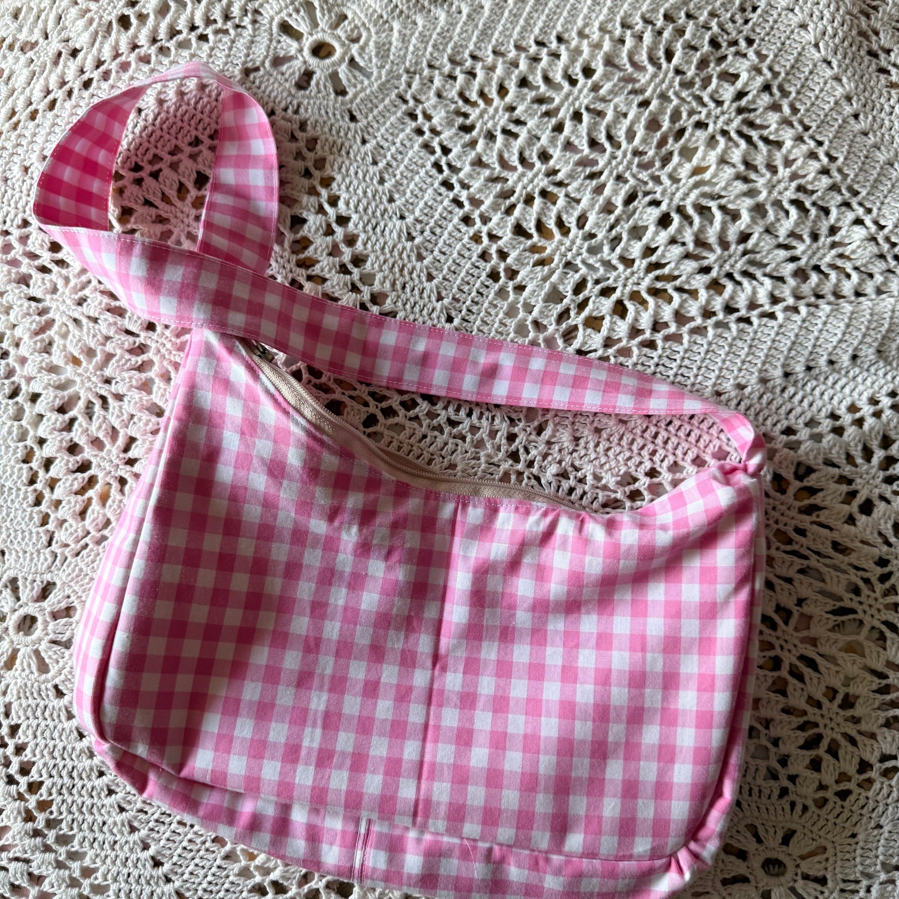 Handmade Pink Gingham Handbag