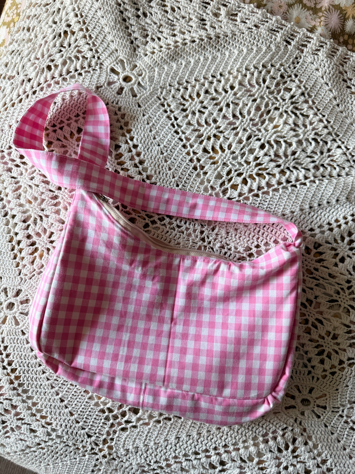 Handmade Pink Gingham Handbag