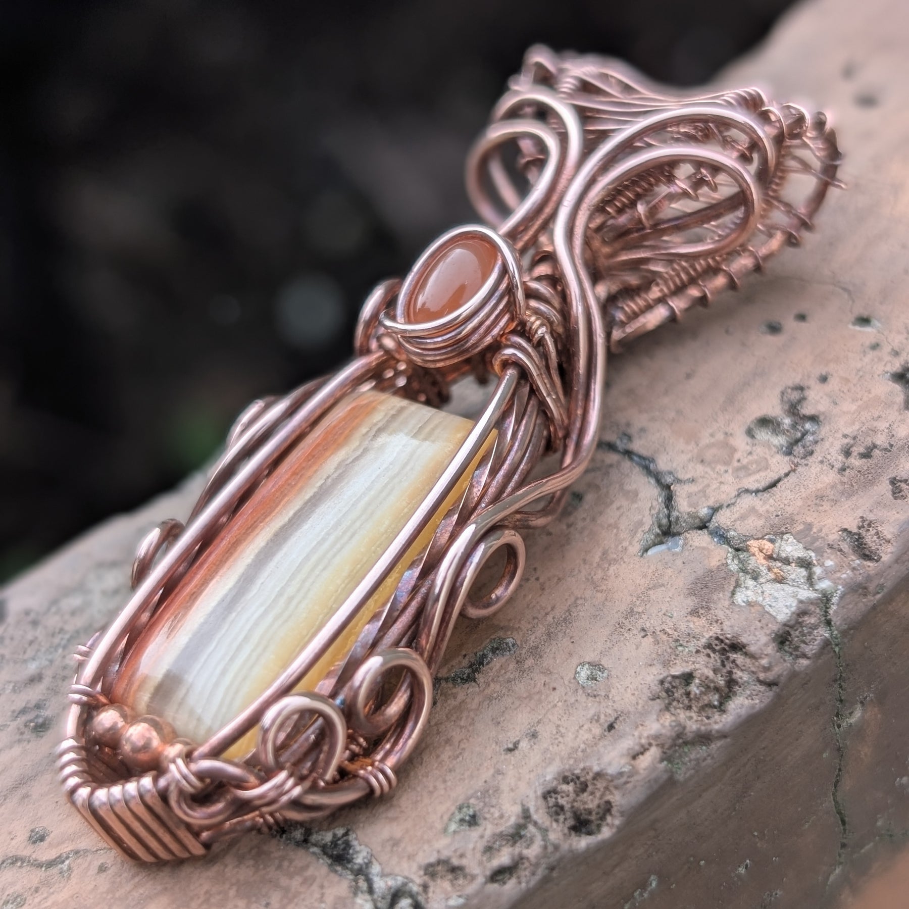 Chariot - Gold & Yellow Calcite with Carnelian in Copper