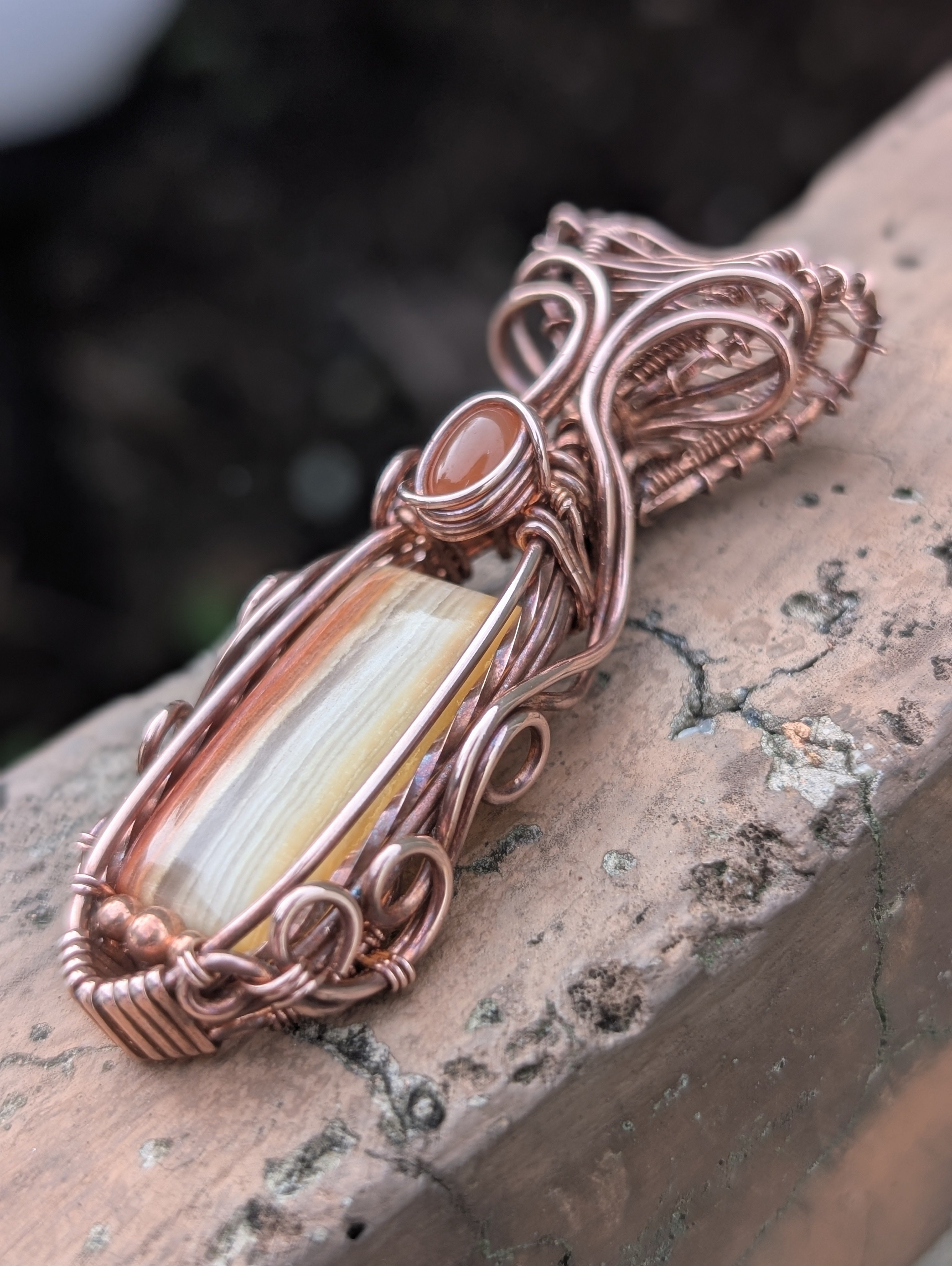 Chariot - Gold & Yellow Calcite with Carnelian in Copper