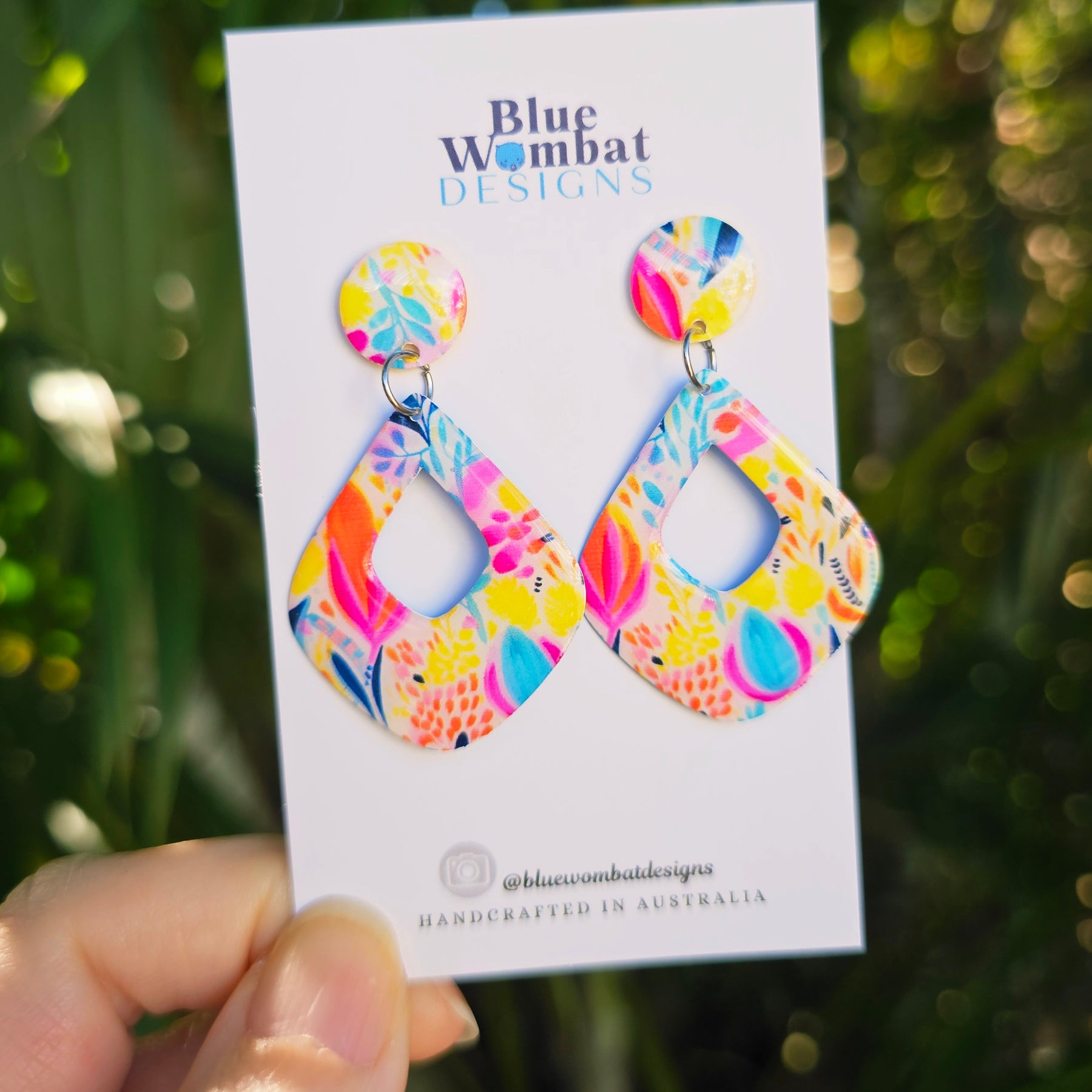 Diamond Hoop Yupo Paper Resin Dangle Earrings