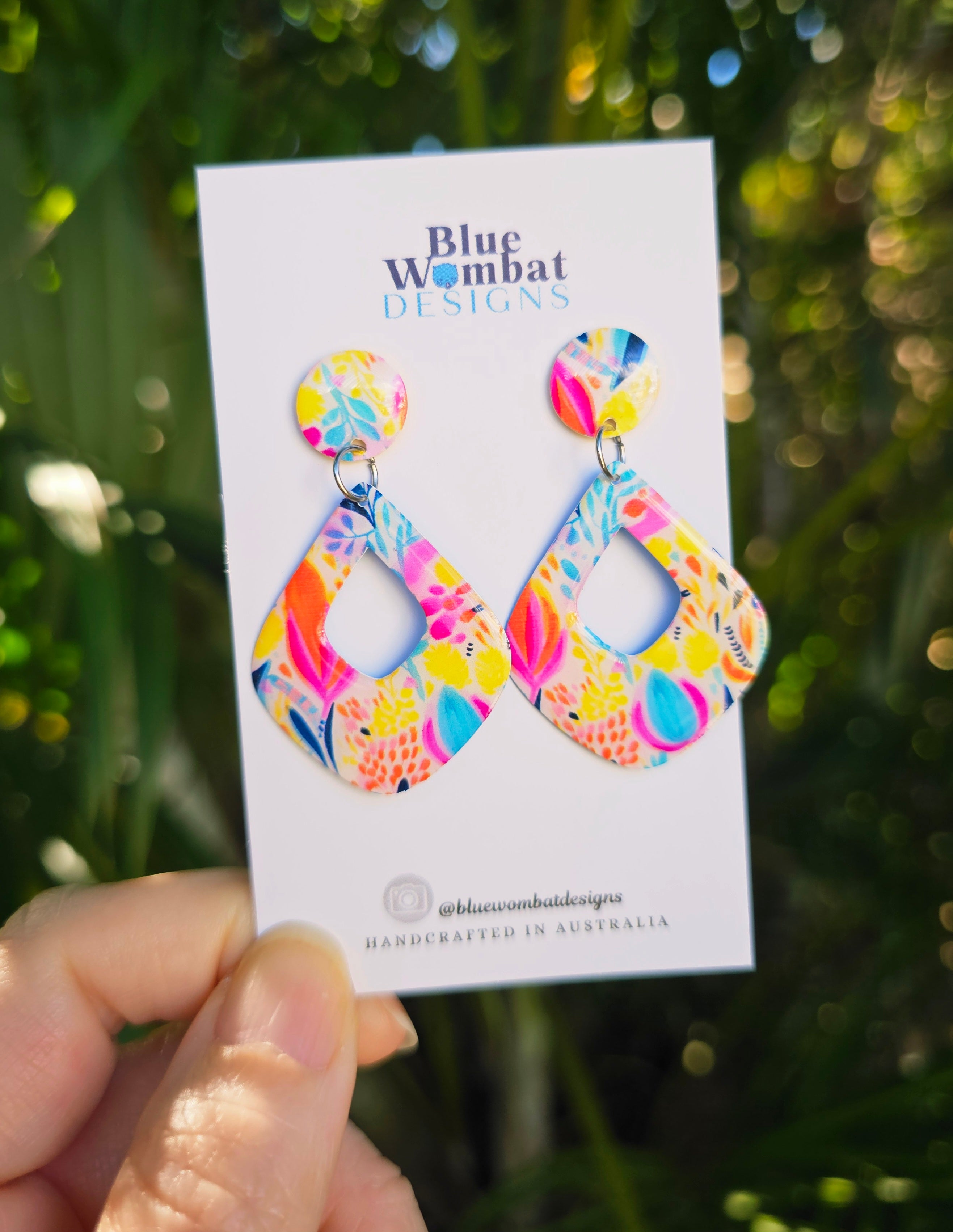 Diamond Hoop Yupo Paper Resin Dangle Earrings