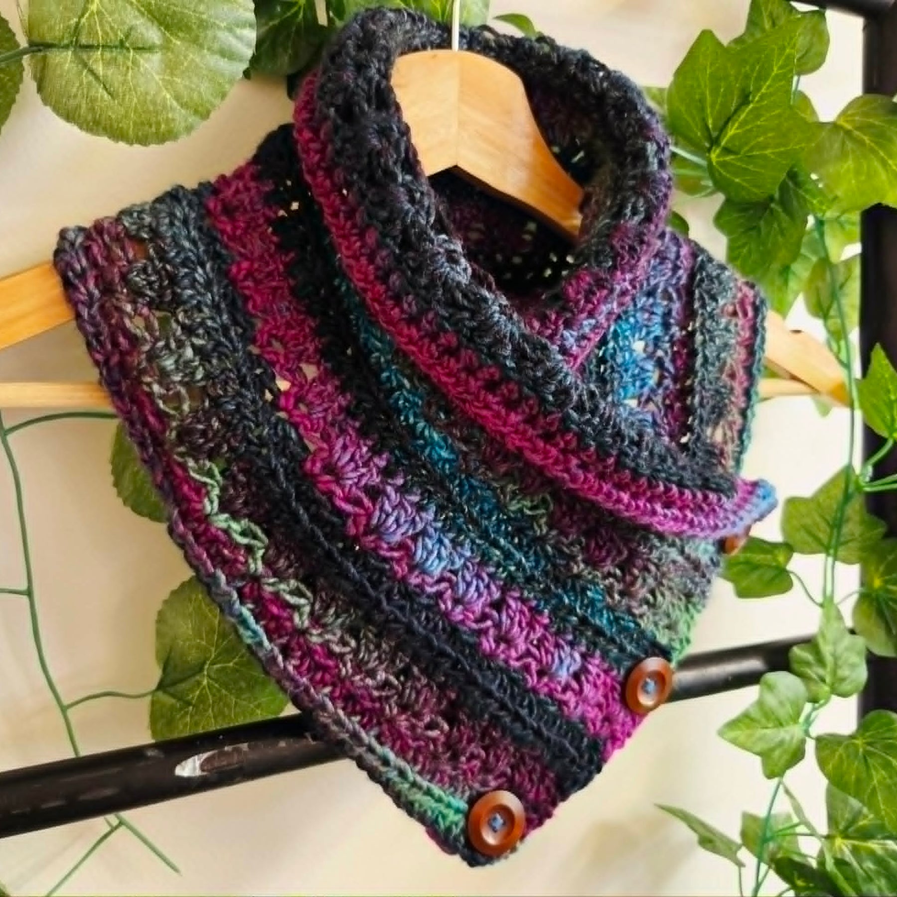 Handmade Crochet Neckwarmer | Pink | Green | Adult