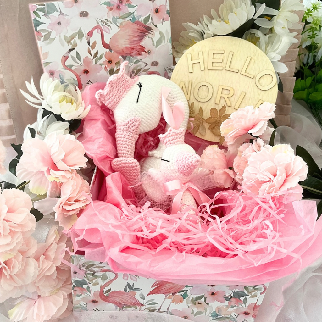 Handmade Crochet Princess Swan and Teether Baby Gift Set