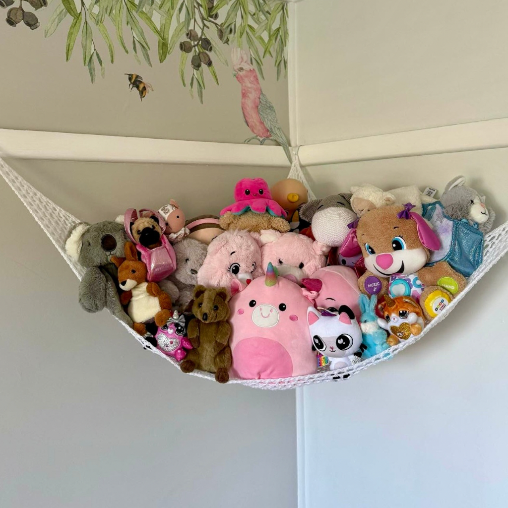 Handmade Crochet Toy Hammock – Soft Toy Storage for Kids Rooms