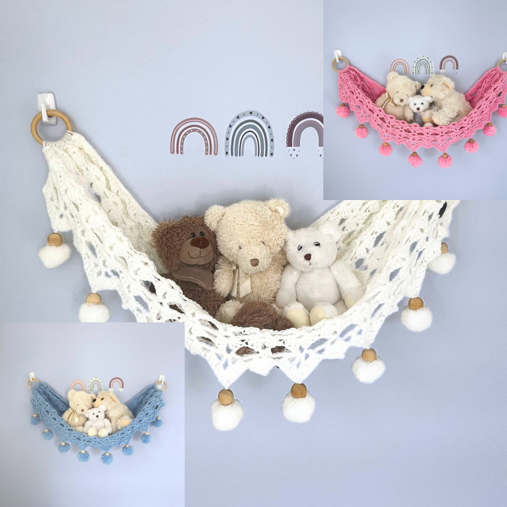 Crochet Toy Hammock - Soft Toy Storage Hammock - Kids Decor