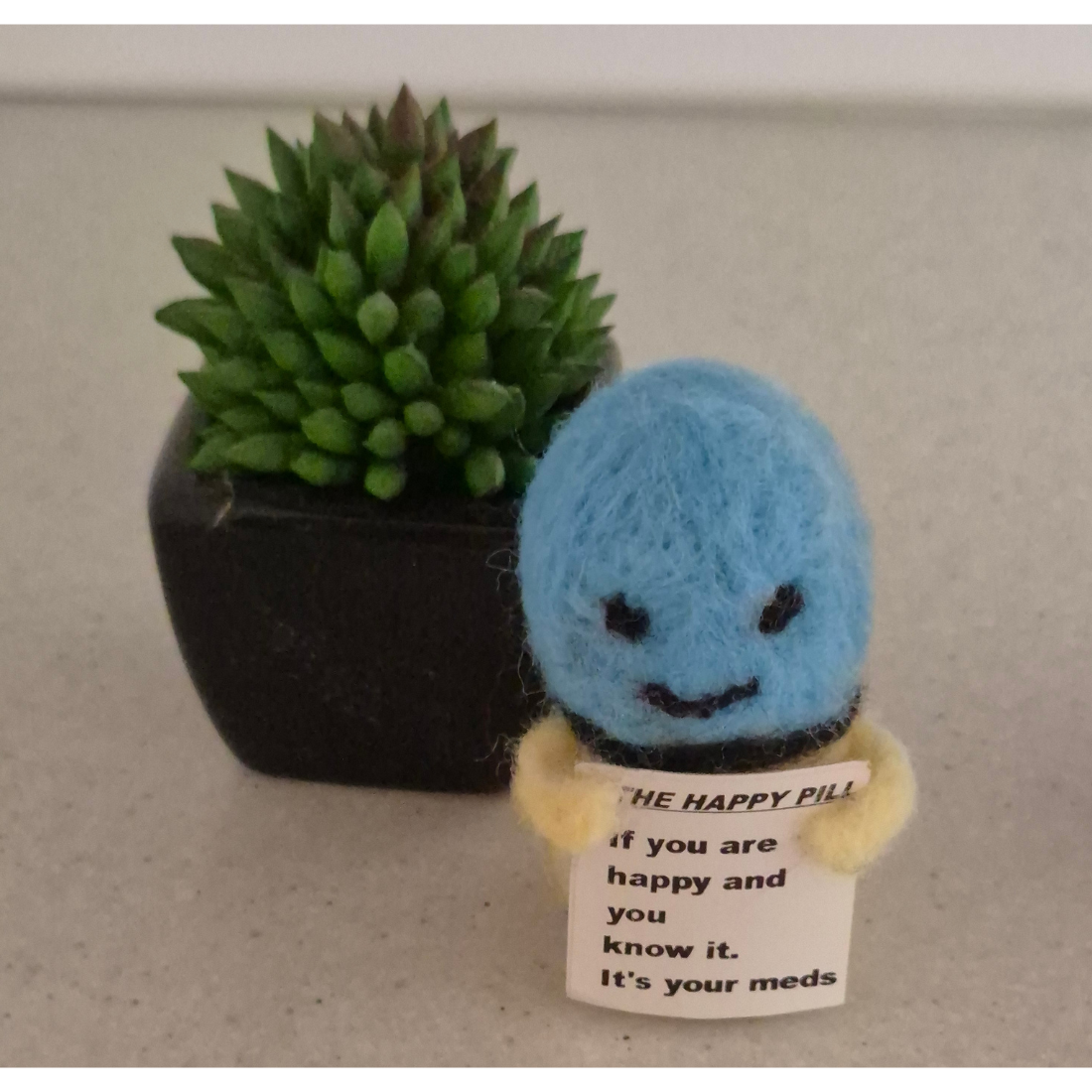 Needle Felted Happy Pill