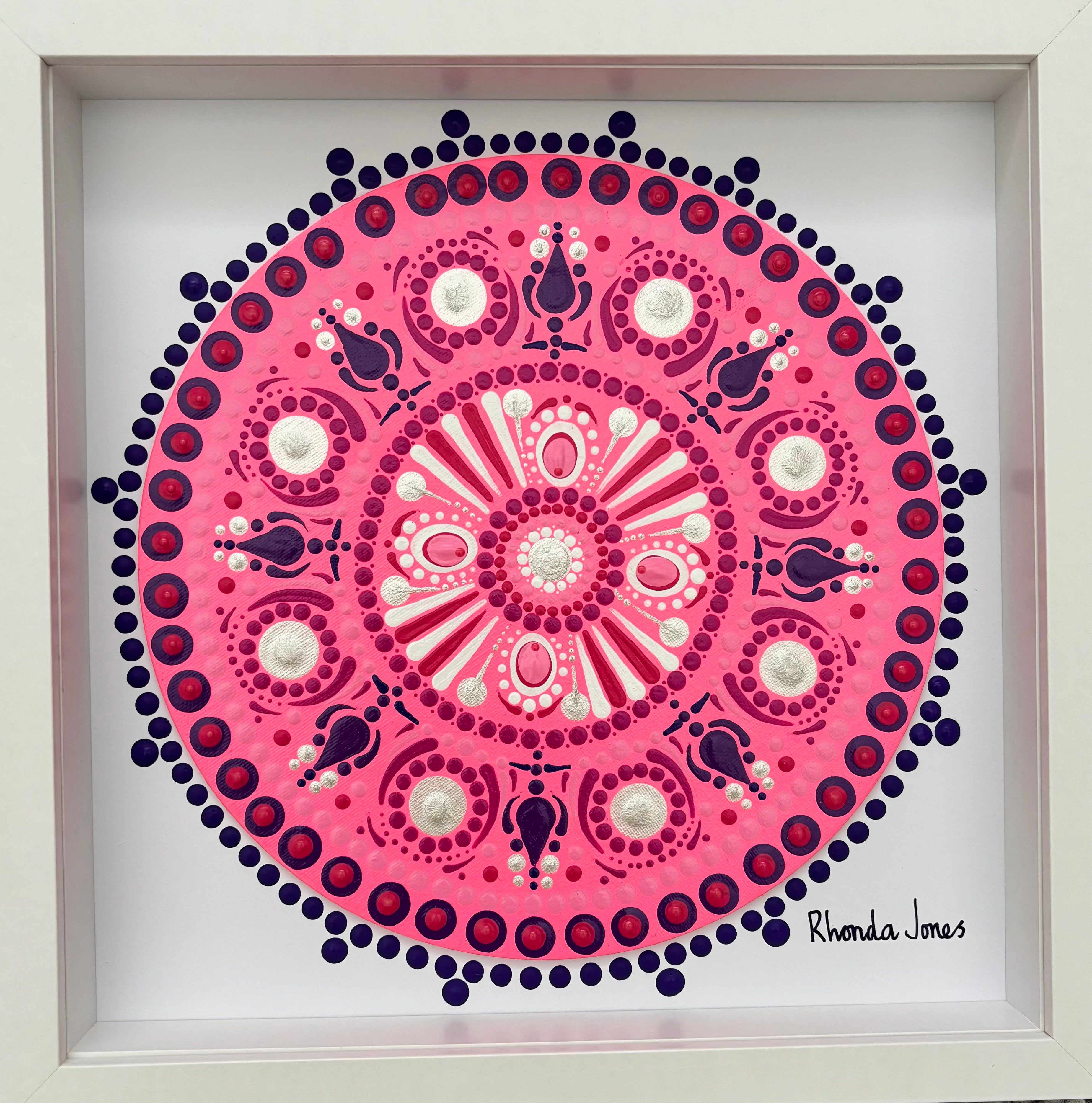 Flamingo Flash Acrylic Hand-dotted Mandala