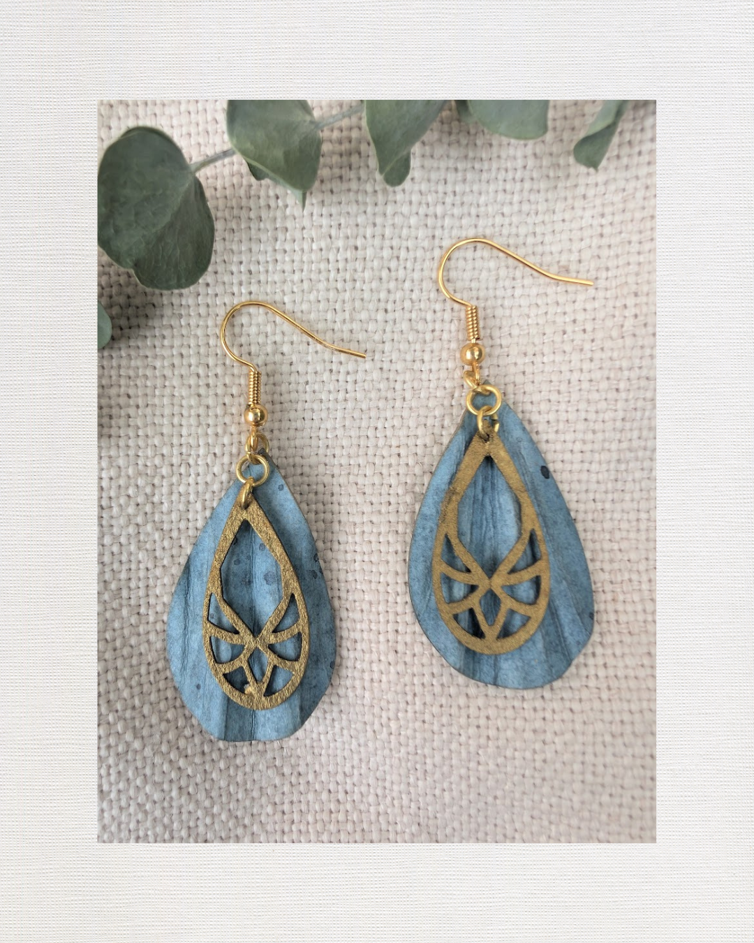 Ocean Inspired Art Deco Mini Earrings -  Eco Friendly Lightweight Jewellery