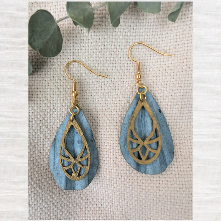 Ocean Inspired Art Deco Mini Earrings -  Eco Friendly Lightweight Jewellery