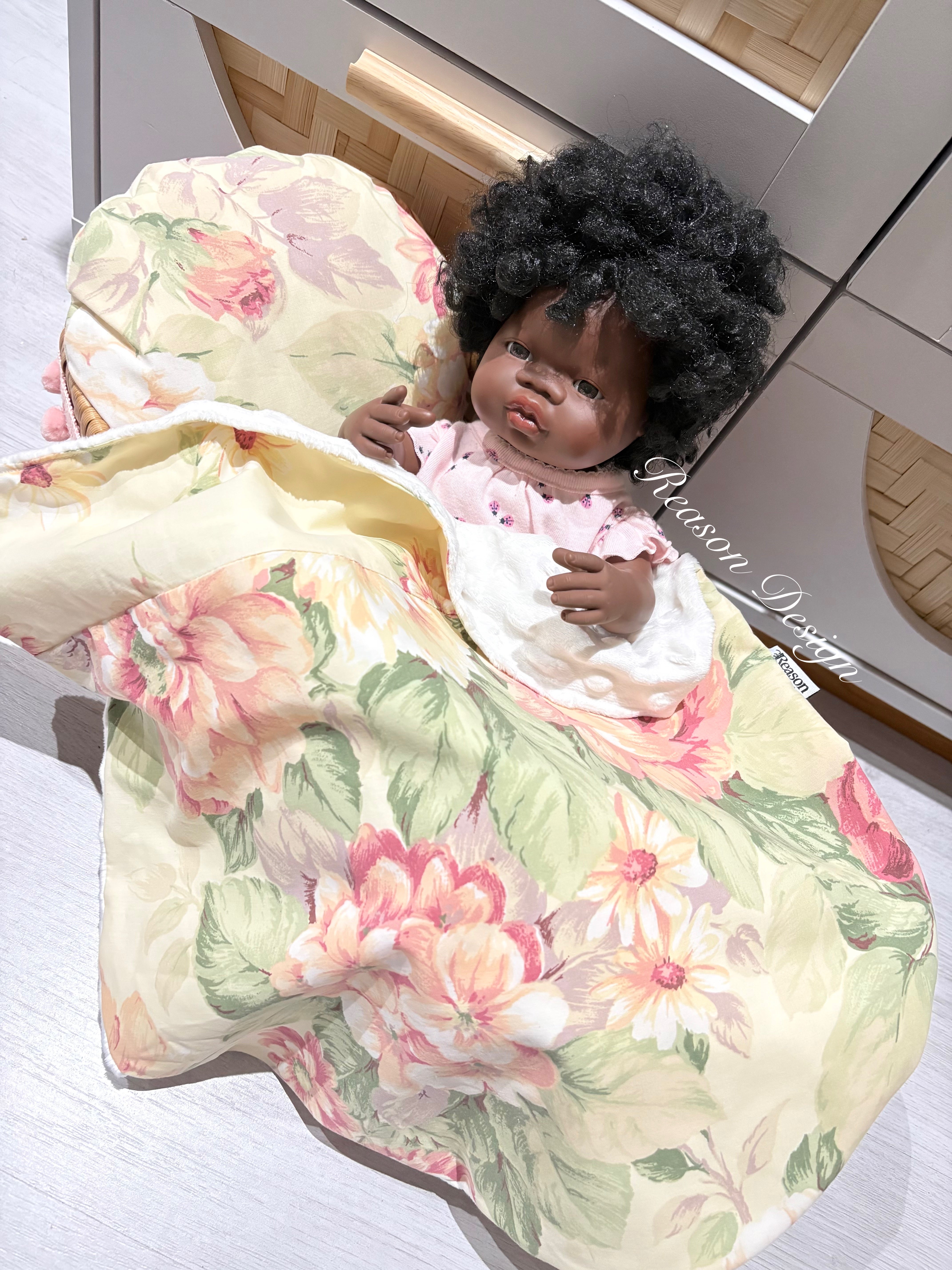 Handmade Doll Bedding Set – Fits Kmart & Target Doll Pram/Bassinet | Pillow & Minky Blanket | Toy Nursery Accessories