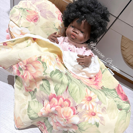 Handmade Doll Bedding Set – Fits Kmart & Target Doll Pram/Bassinet | Pillow & Minky Blanket | Toy Nursery Accessories