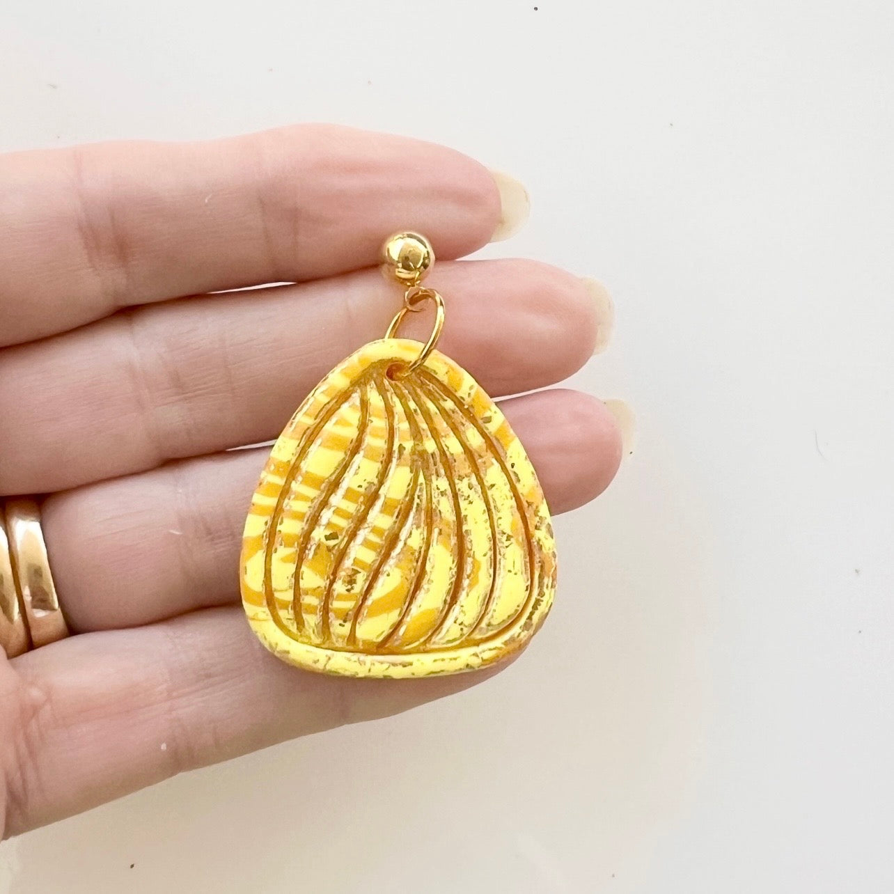 Earrings~Polymer Clay ~ Gold Leaf~ Dangles