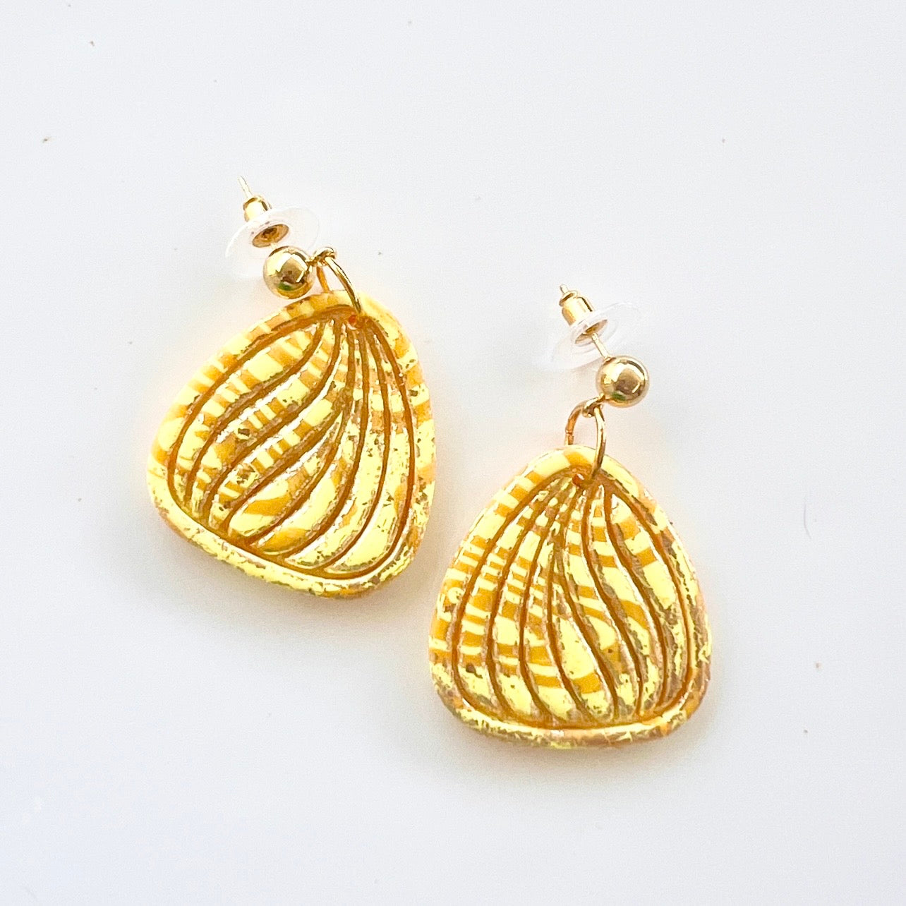 Earrings~Polymer Clay ~ Gold Leaf~ Dangles