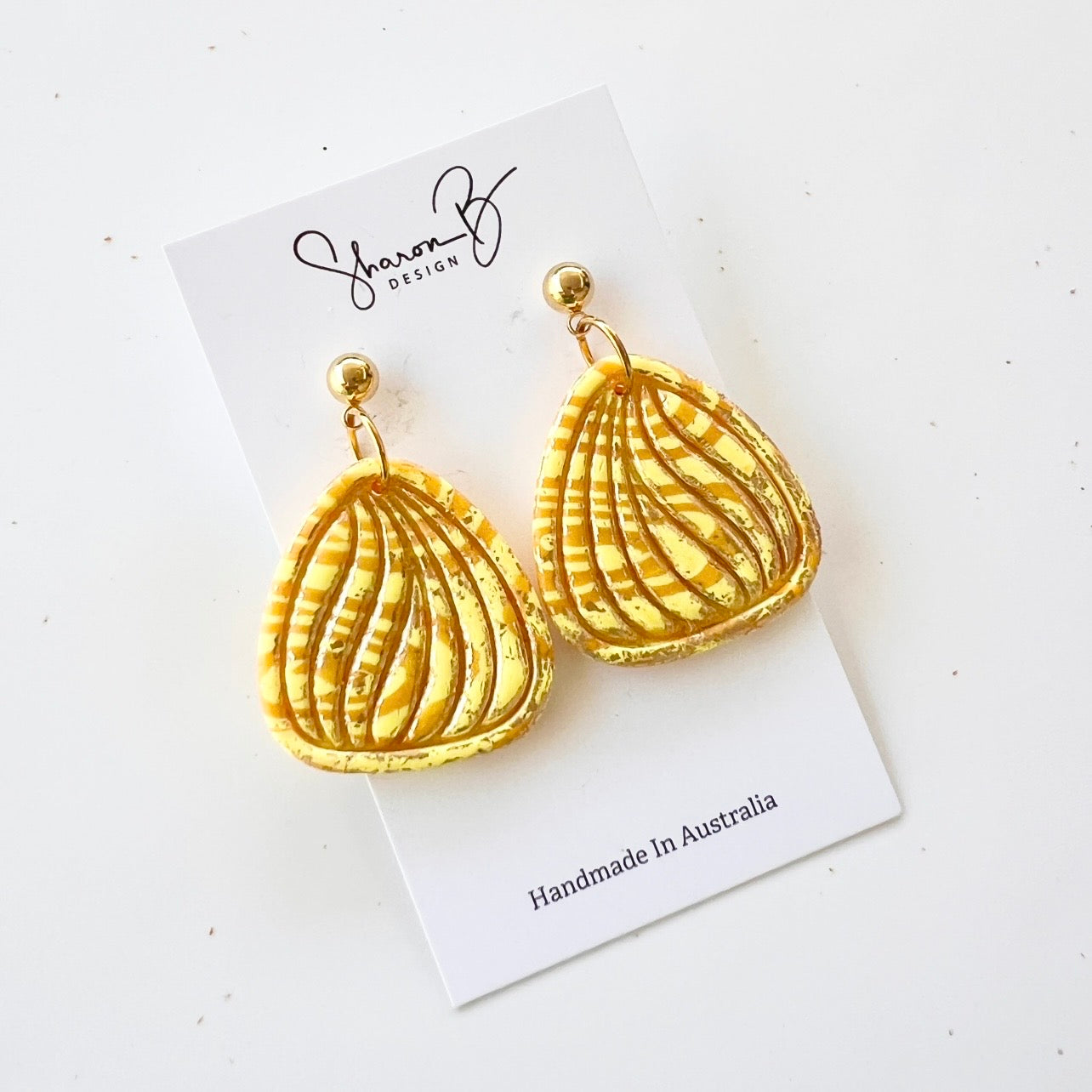 Earrings~Polymer Clay ~ Gold Leaf~ Dangles