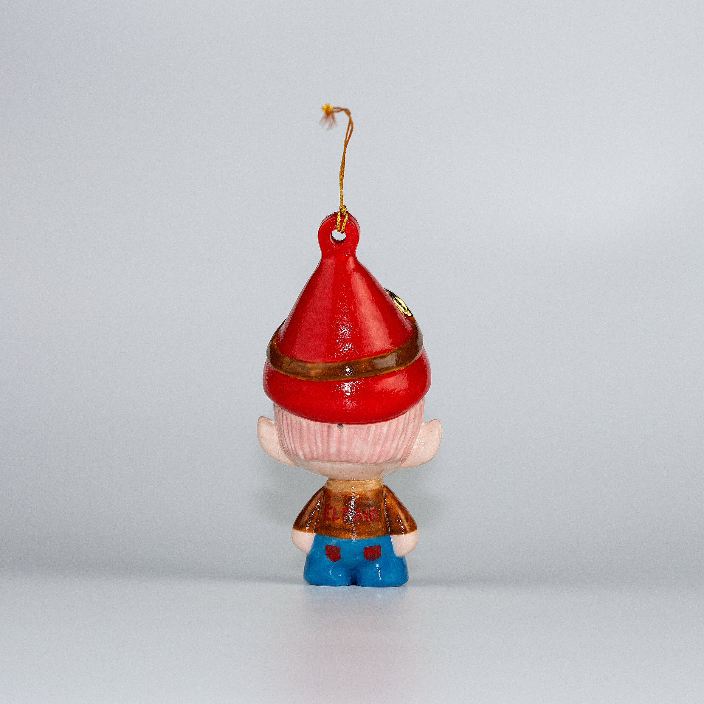 Malakai the Pilot Elf. One-of-a-kind Handmade Porcelain Christmas ELF figurine ornament.