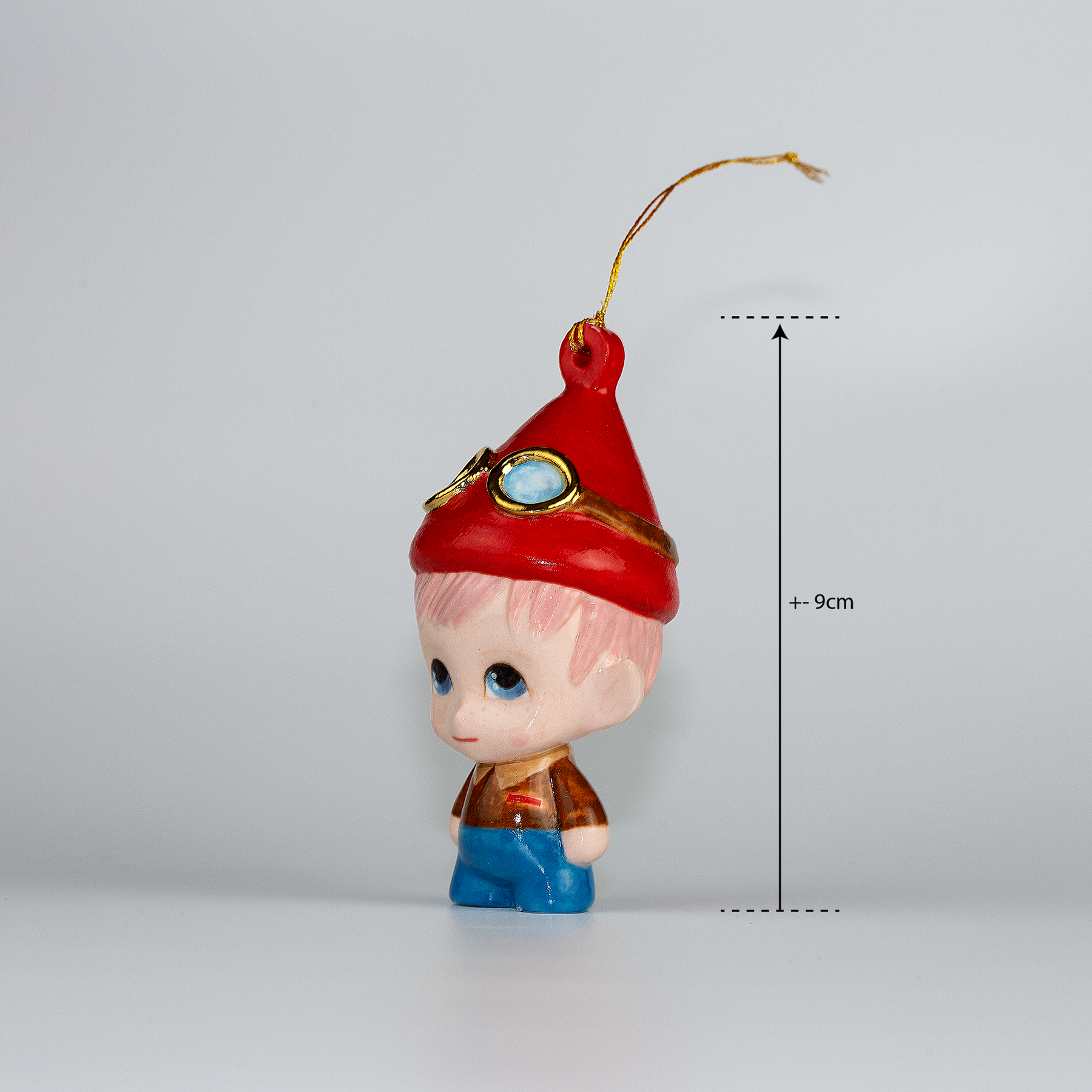 Malakai the Pilot Elf. One-of-a-kind Handmade Porcelain Christmas ELF figurine ornament.