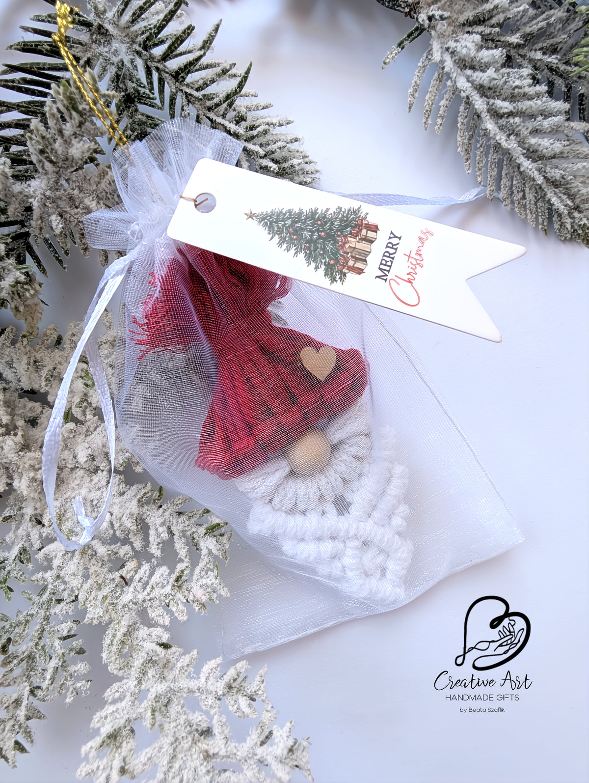 Santa Ornament with macrame beard
